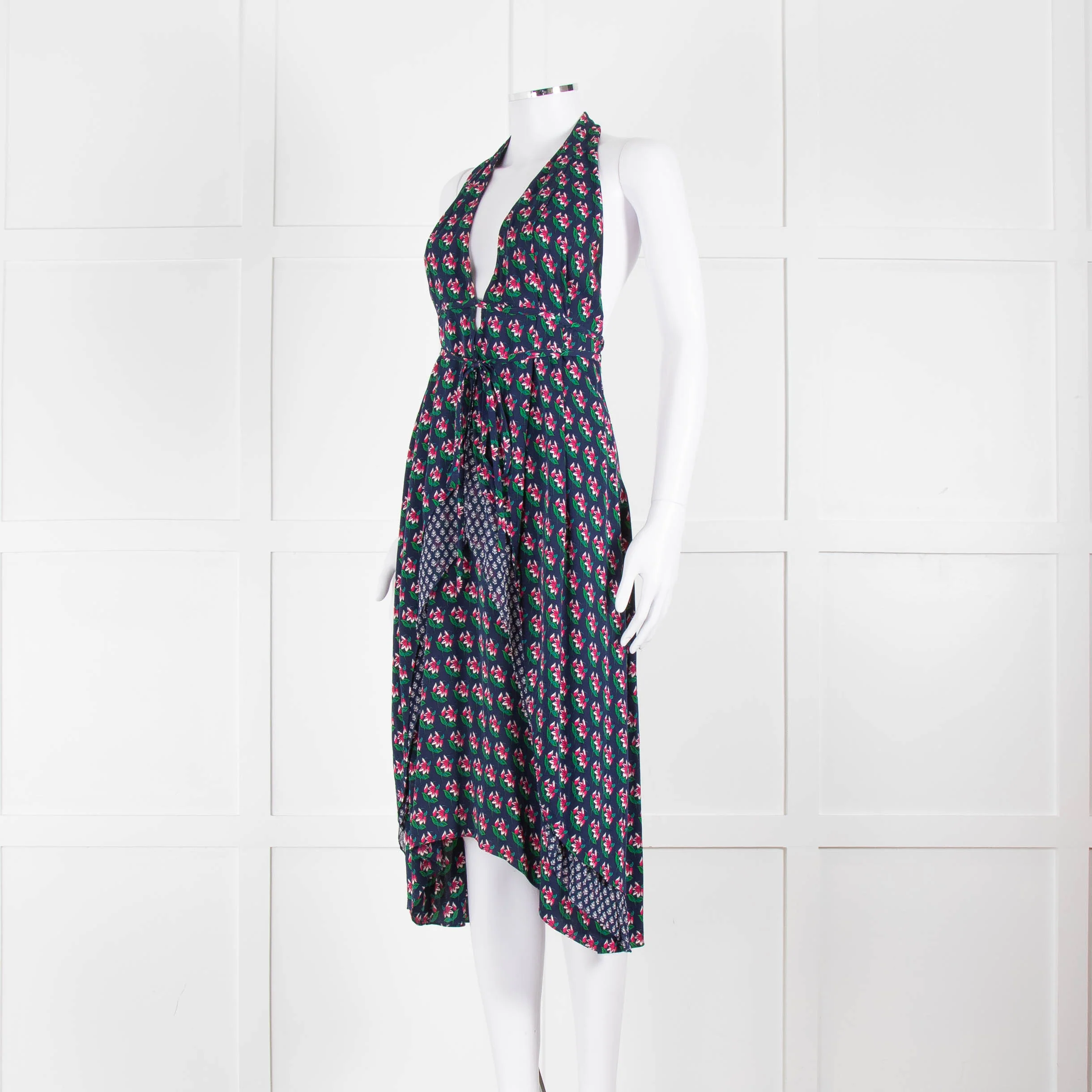 Diane Von Furstenberg Blue And Pink Halter Neck Dress - Image 8