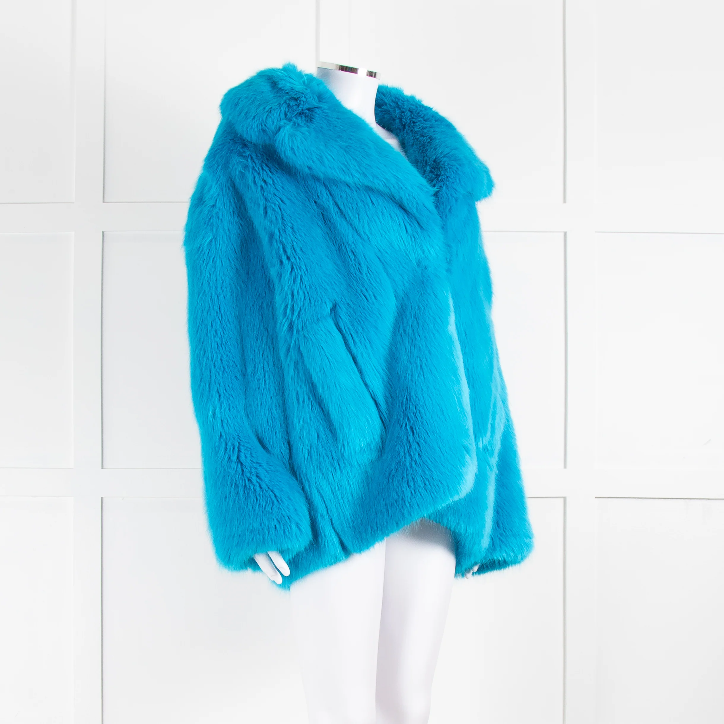 Diane Von Furstenberg Blue Faux Fur Coat - Image 2