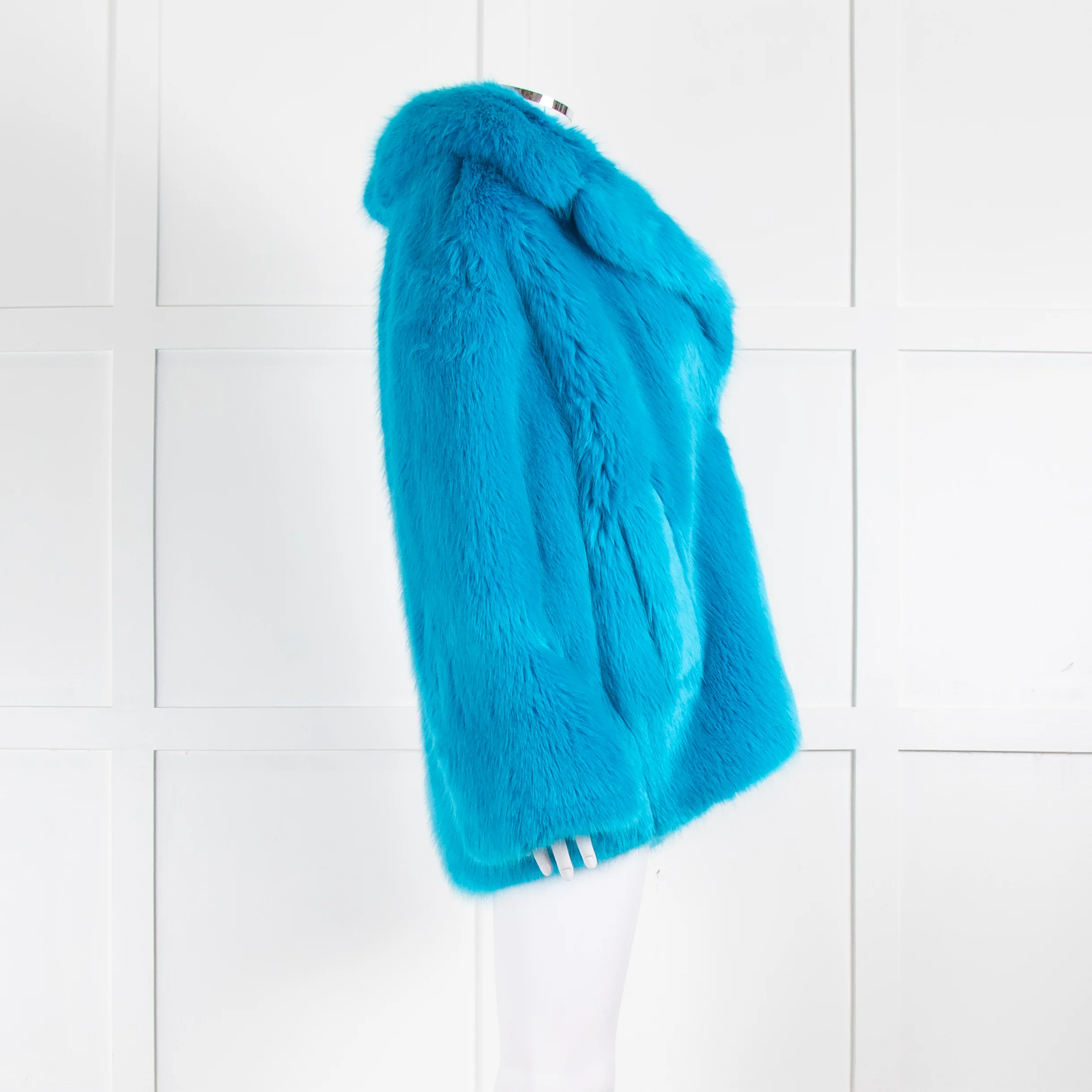 Diane Von Furstenberg Blue Faux Fur Coat - Image 3