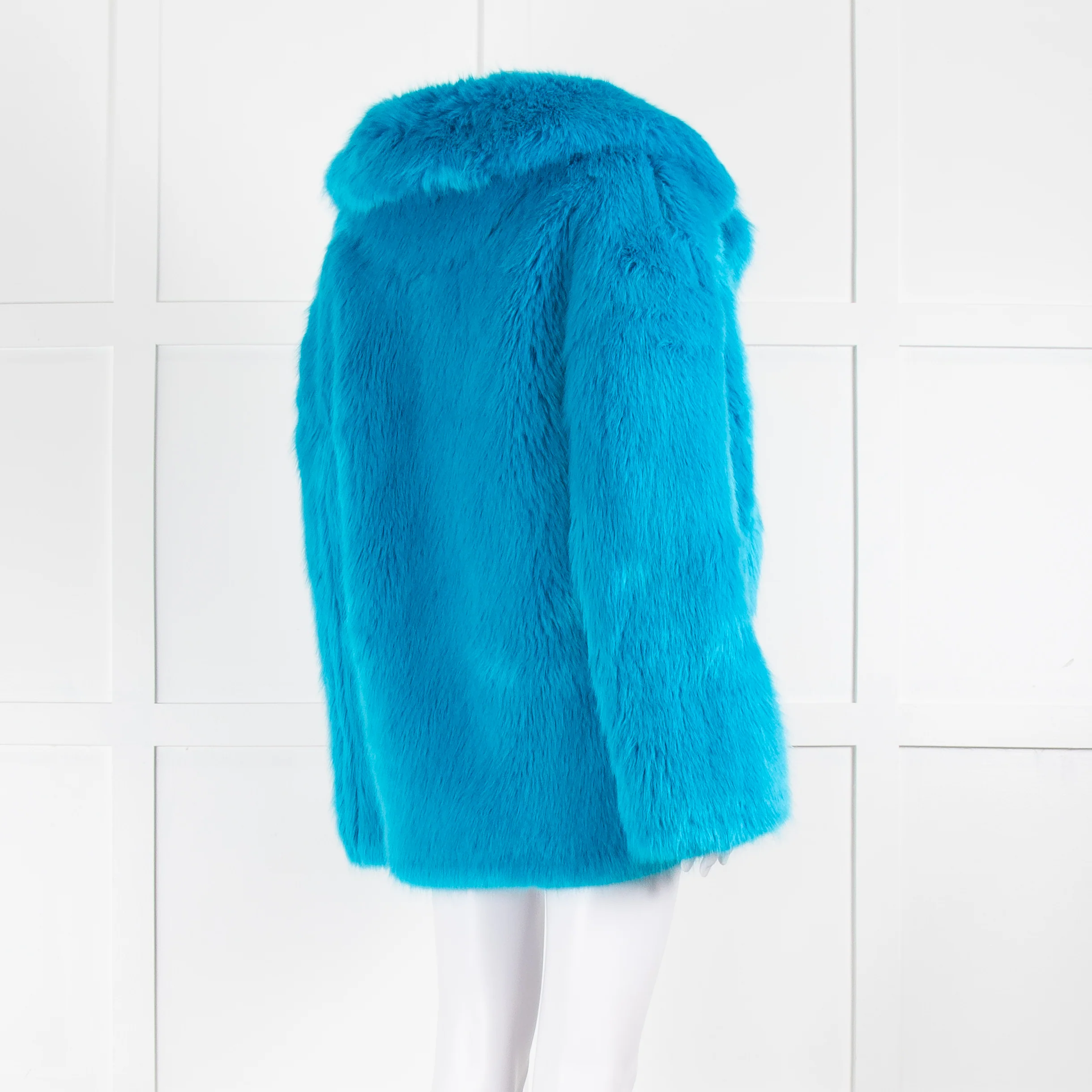 Diane Von Furstenberg Blue Faux Fur Coat - Image 4