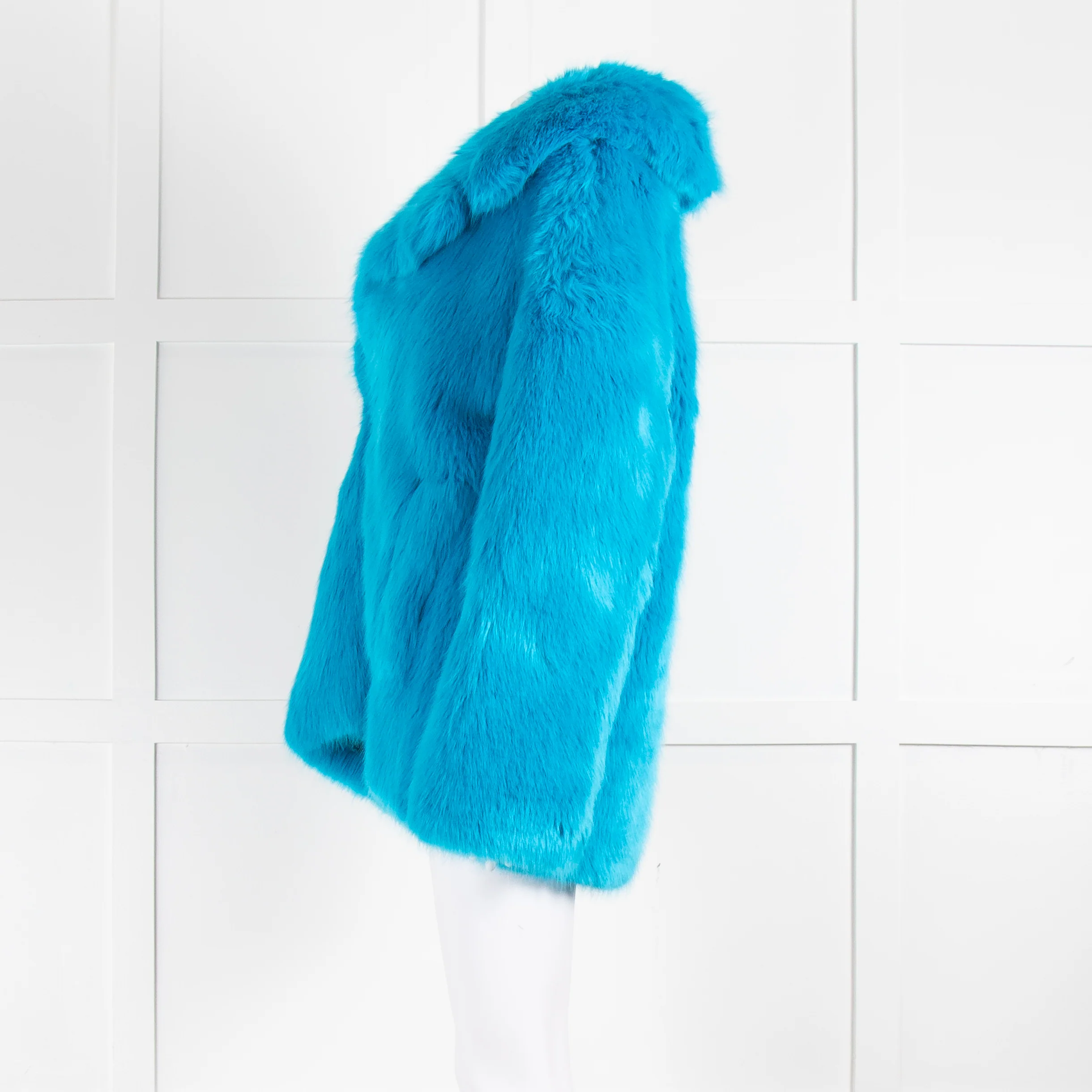 Diane Von Furstenberg Blue Faux Fur Coat - Image 7
