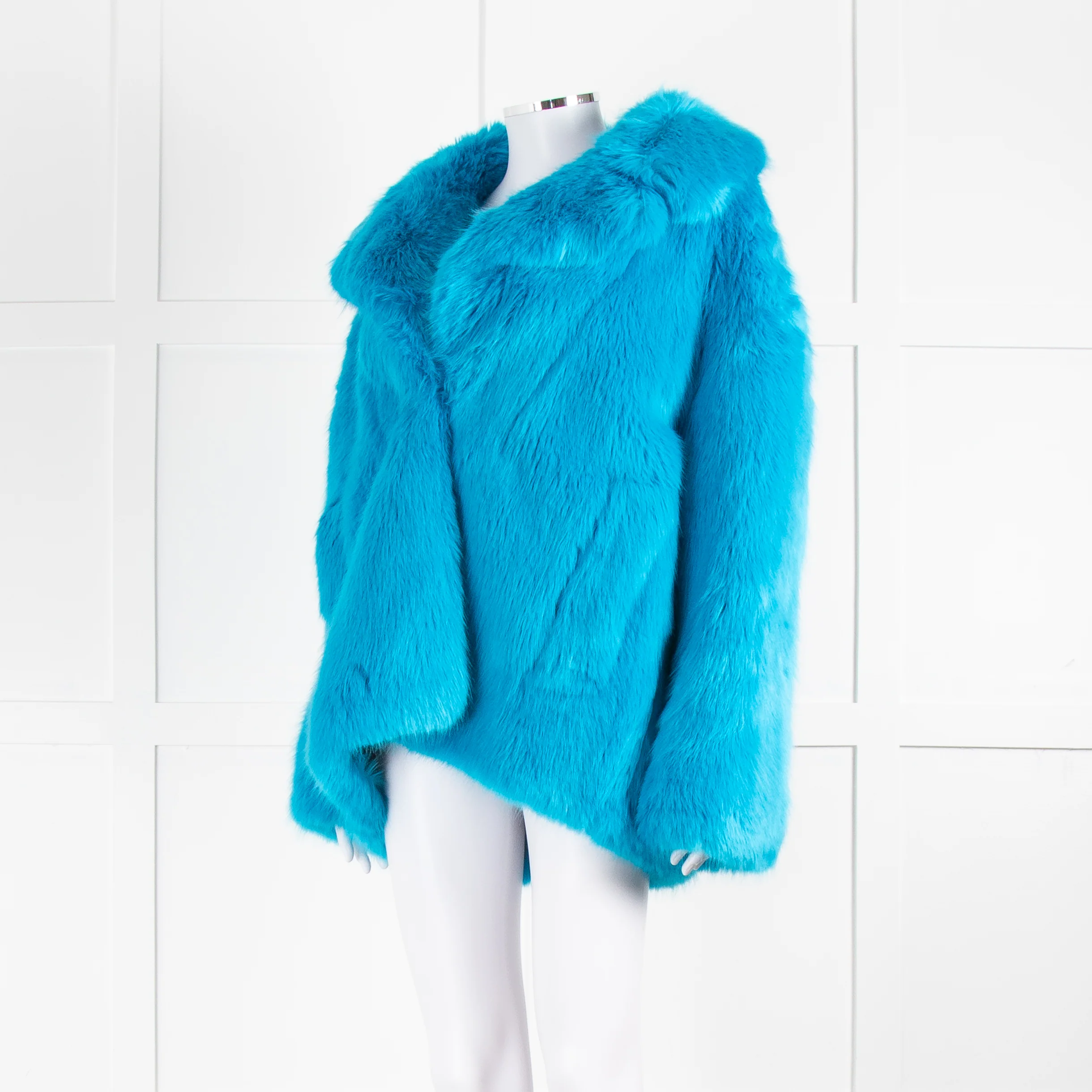 Diane Von Furstenberg Blue Faux Fur Coat - Image 8