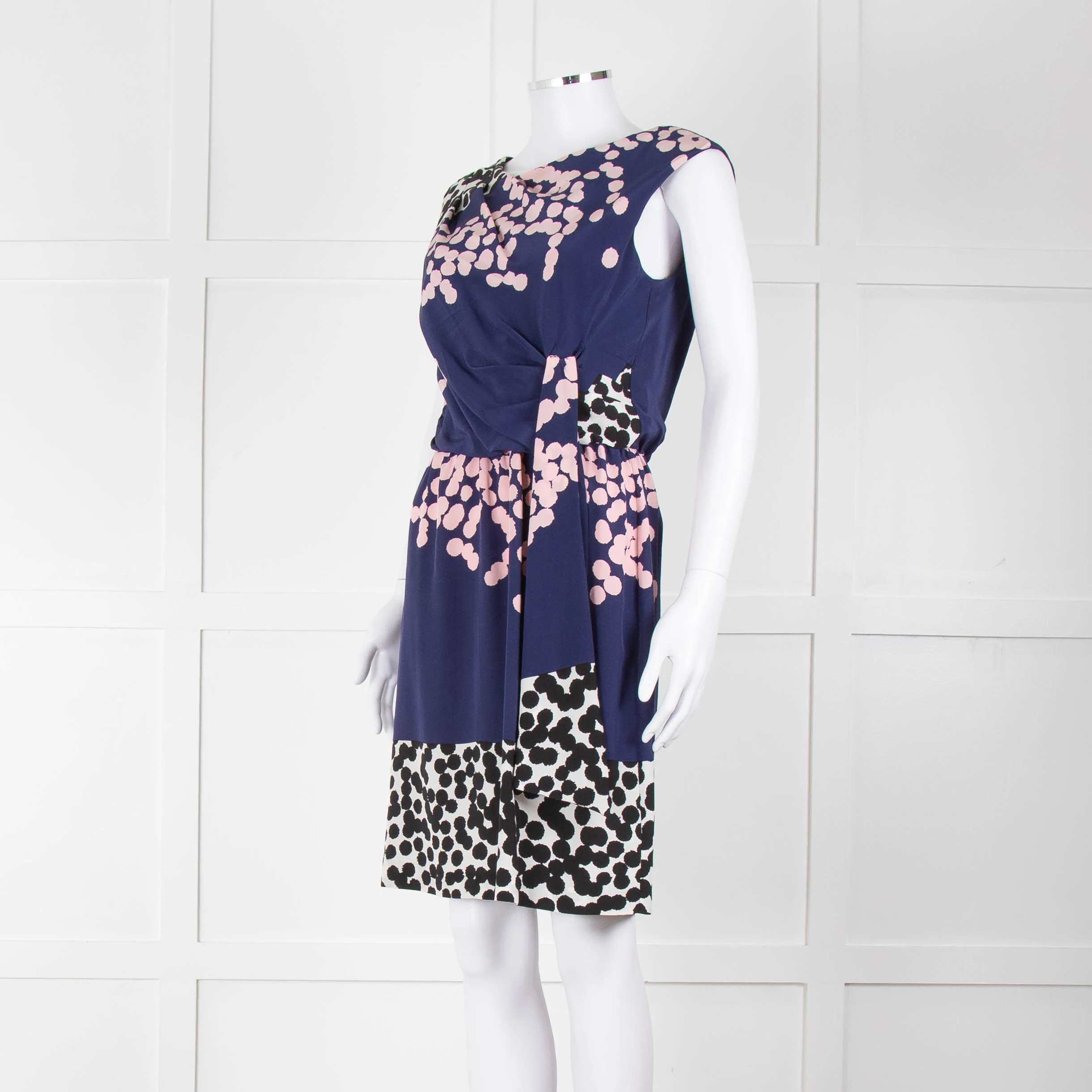 Diane Von Furstenberg Blue Pink White Dot Print Sleeveless Dress - Image 8
