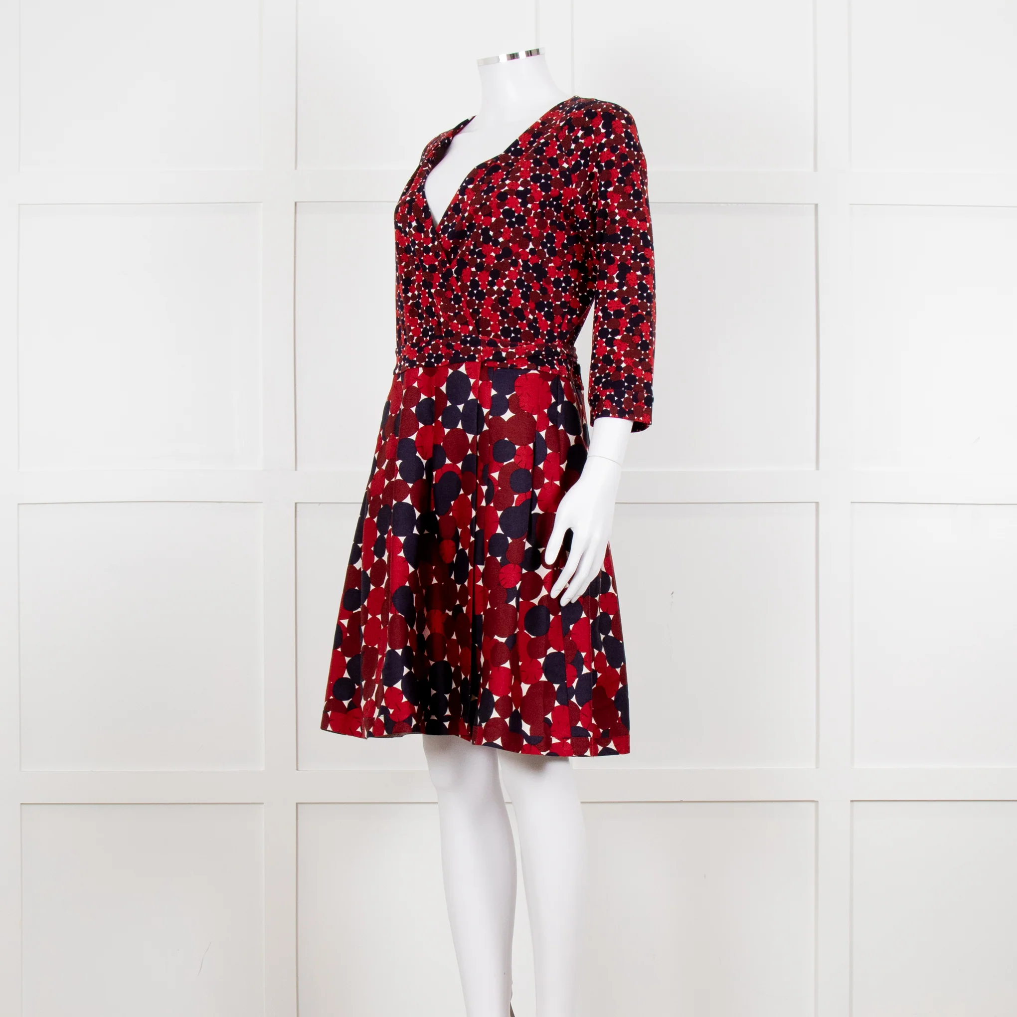 Diane Von Furstenberg Brown Navy Red Wrap Dress - Image 2