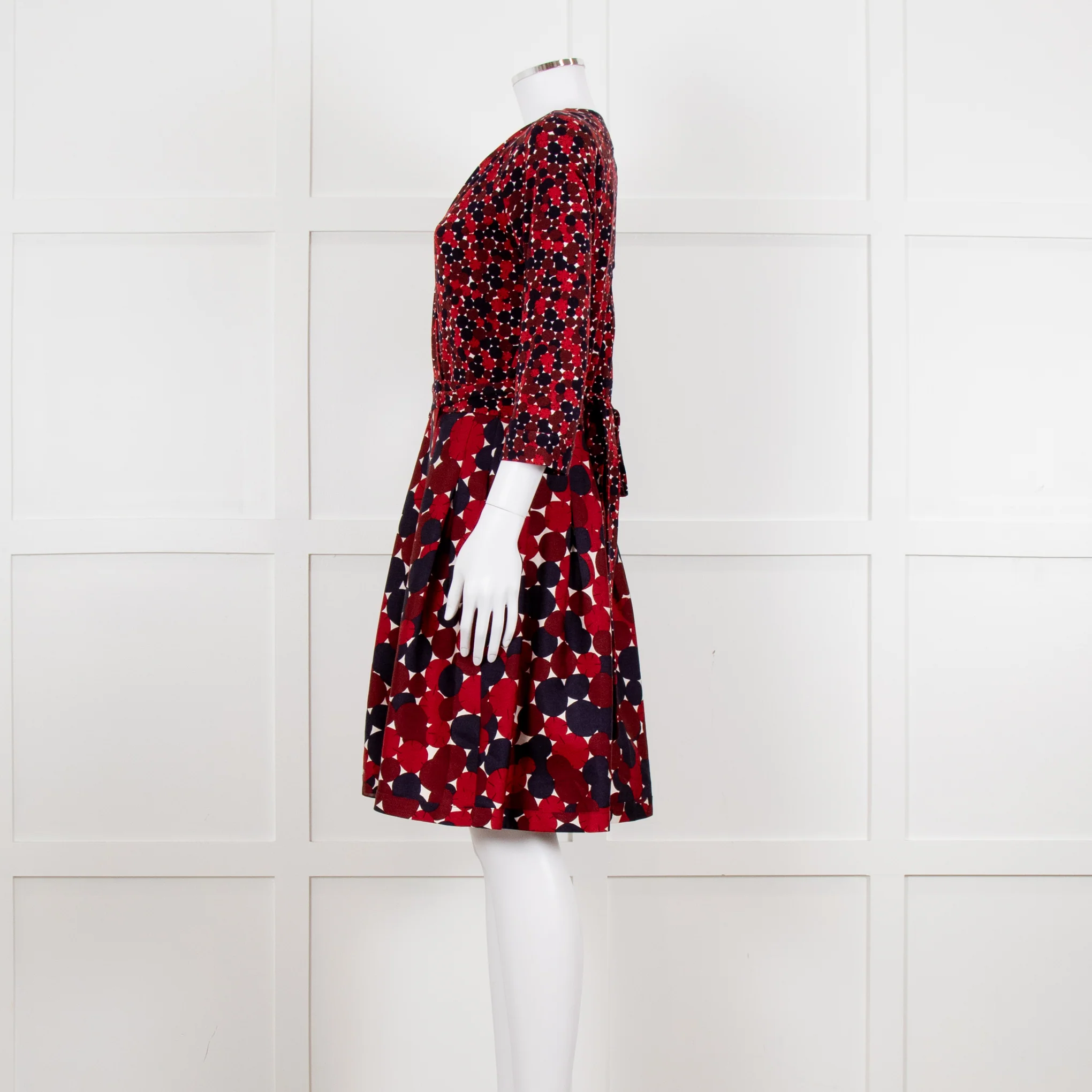 Diane Von Furstenberg Brown Navy Red Wrap Dress - Image 3