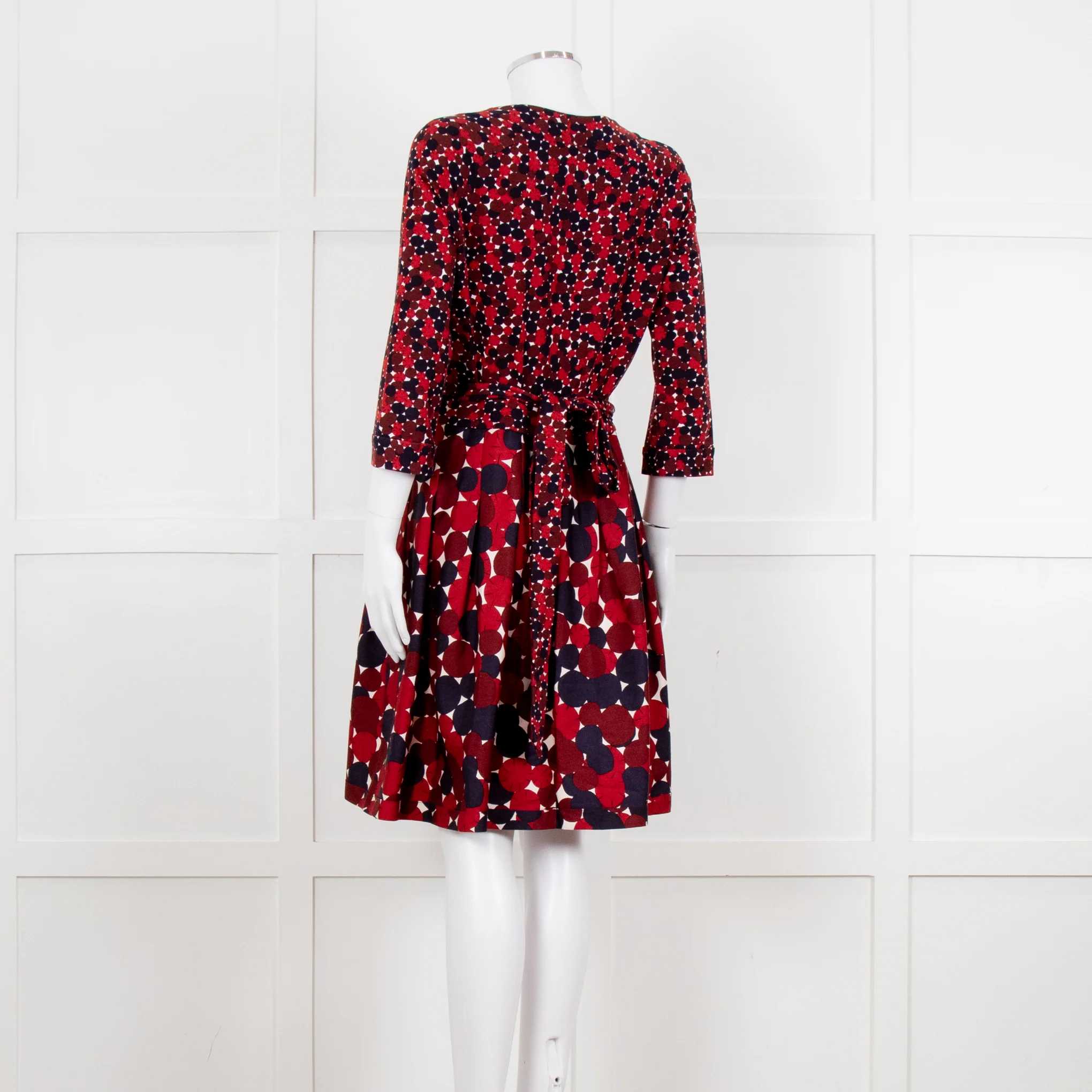 Diane Von Furstenberg Brown Navy Red Wrap Dress - Image 4