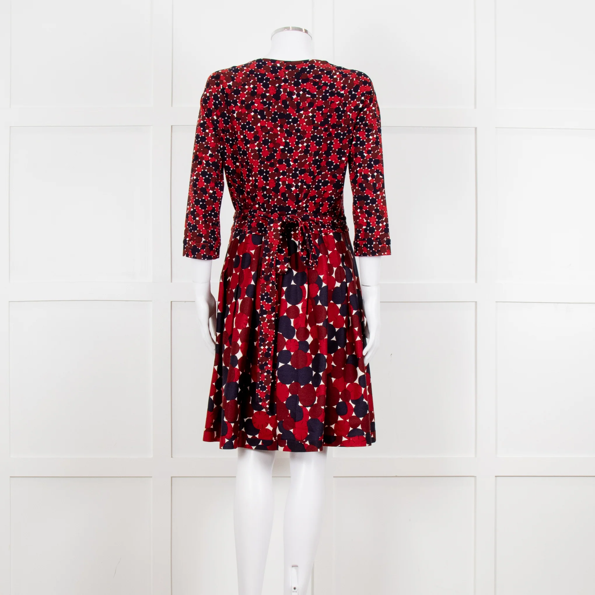 Diane Von Furstenberg Brown Navy Red Wrap Dress - Image 5