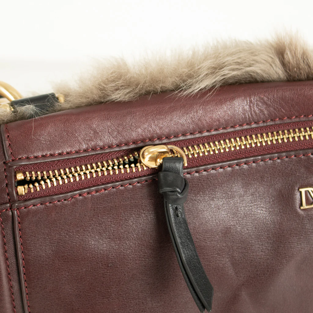 Diane Von Furstenberg Burgundy Fur Flap Harper Charlotte Shoulder Bag - Image 12