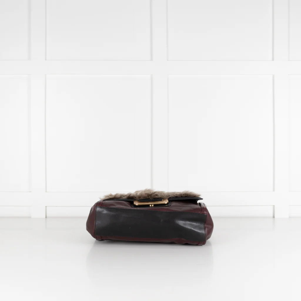 Diane Von Furstenberg Burgundy Fur Flap Harper Charlotte Shoulder Bag - Image 6