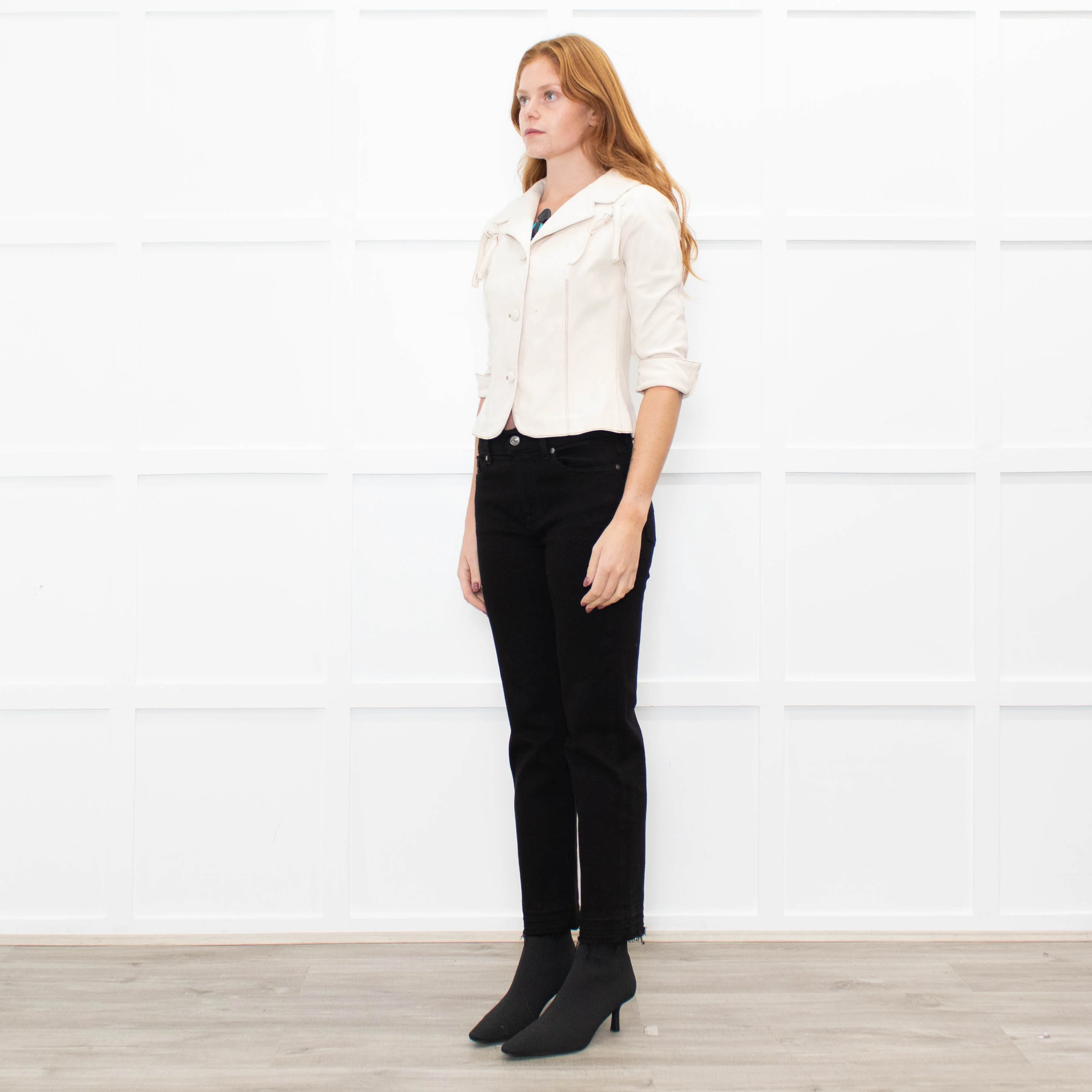 Diane Von Furstenberg Cream Cotton Bow Tie Detail Short Jacket - Image 3