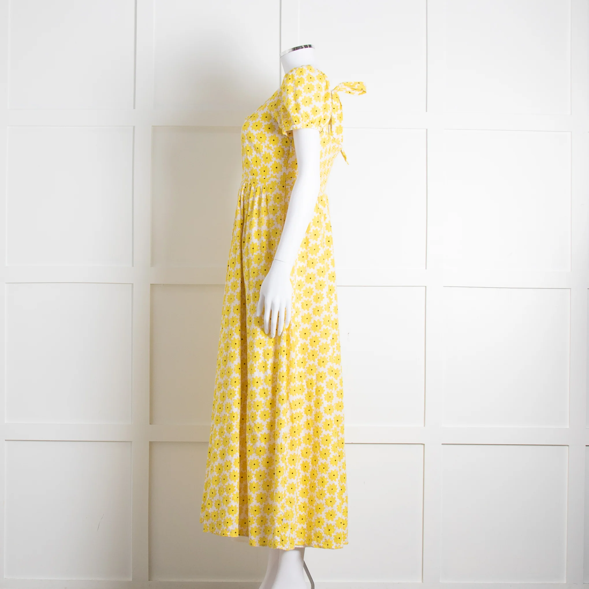Diane Von Furstenberg Cream Yellow Floral Puffed Sleeve Maxi Dress - Image 7