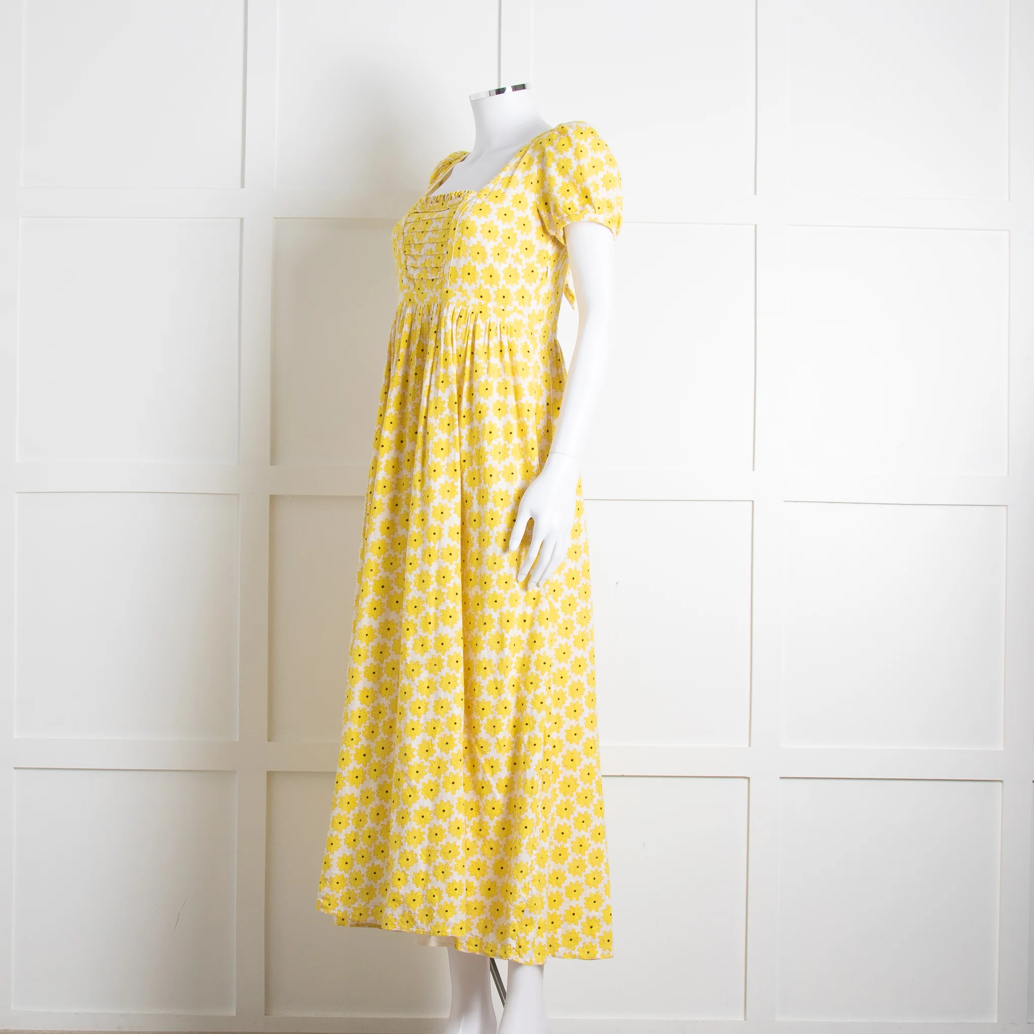 Diane Von Furstenberg Cream Yellow Floral Puffed Sleeve Maxi Dress - Image 8