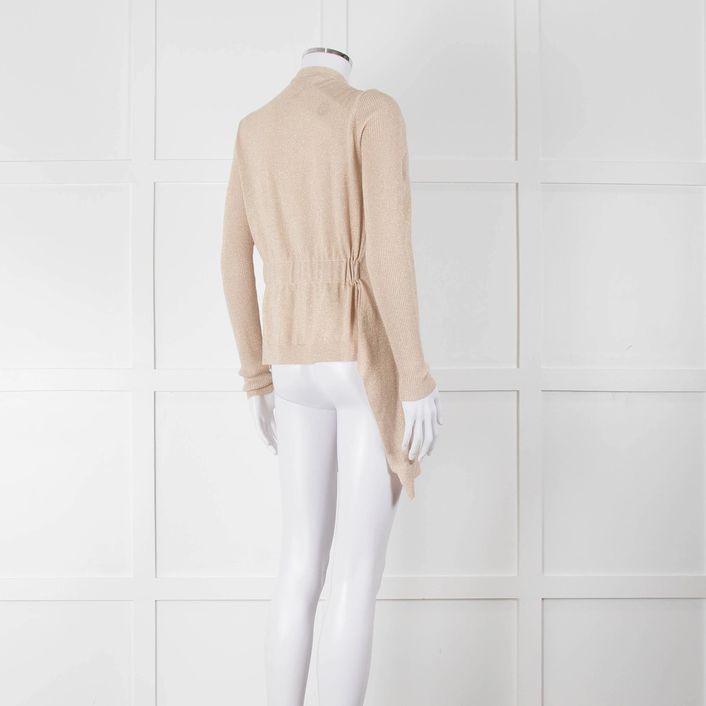 Diane Von Furstenberg Fine Knit Gold Lurex Open Cardigan - Image 4