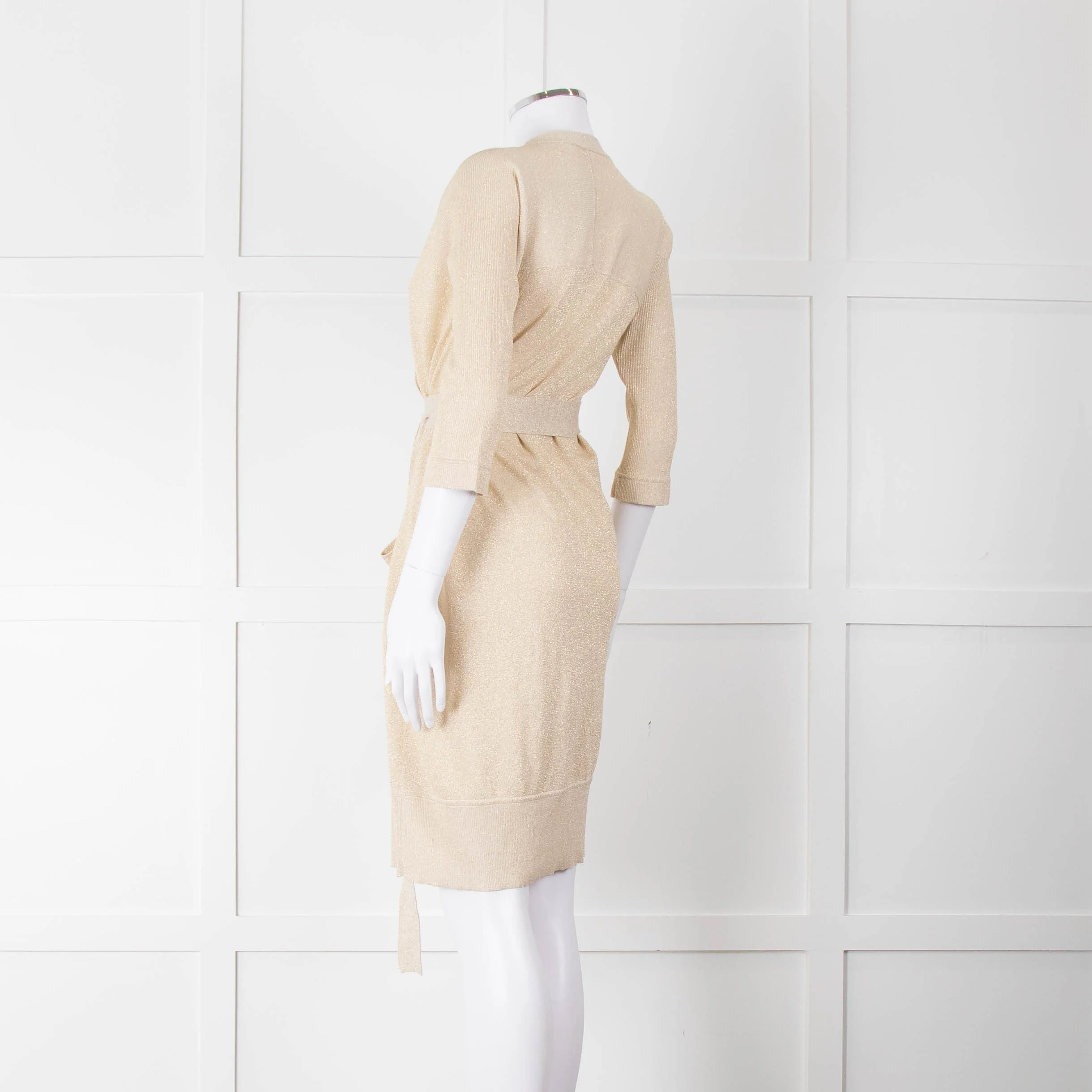 Diane Von Furstenberg Gold Lurex Long Belted Cardigan - Image 6