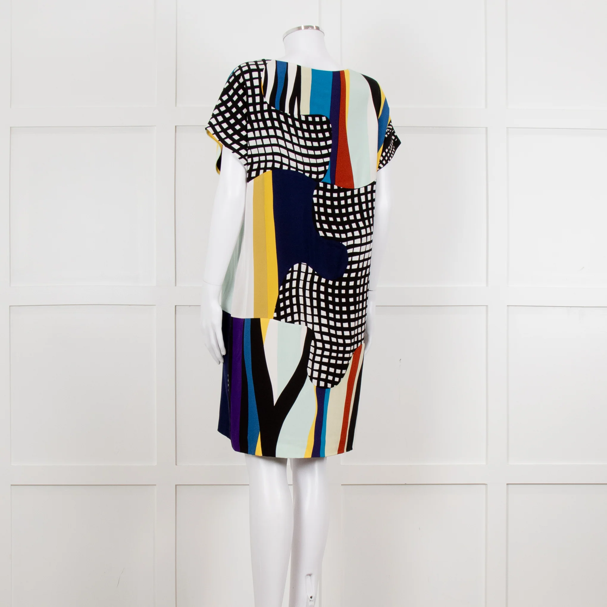 Diane Von Furstenberg Multi Colour Abstract Print Sleeveless Tunic Dress - Image 4