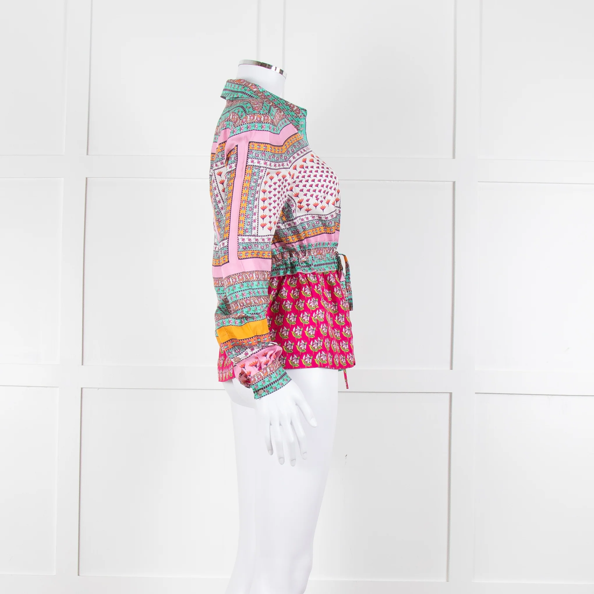 Diane Von Furstenberg Multi Colour Floral Print Drawstring Top - Image 3