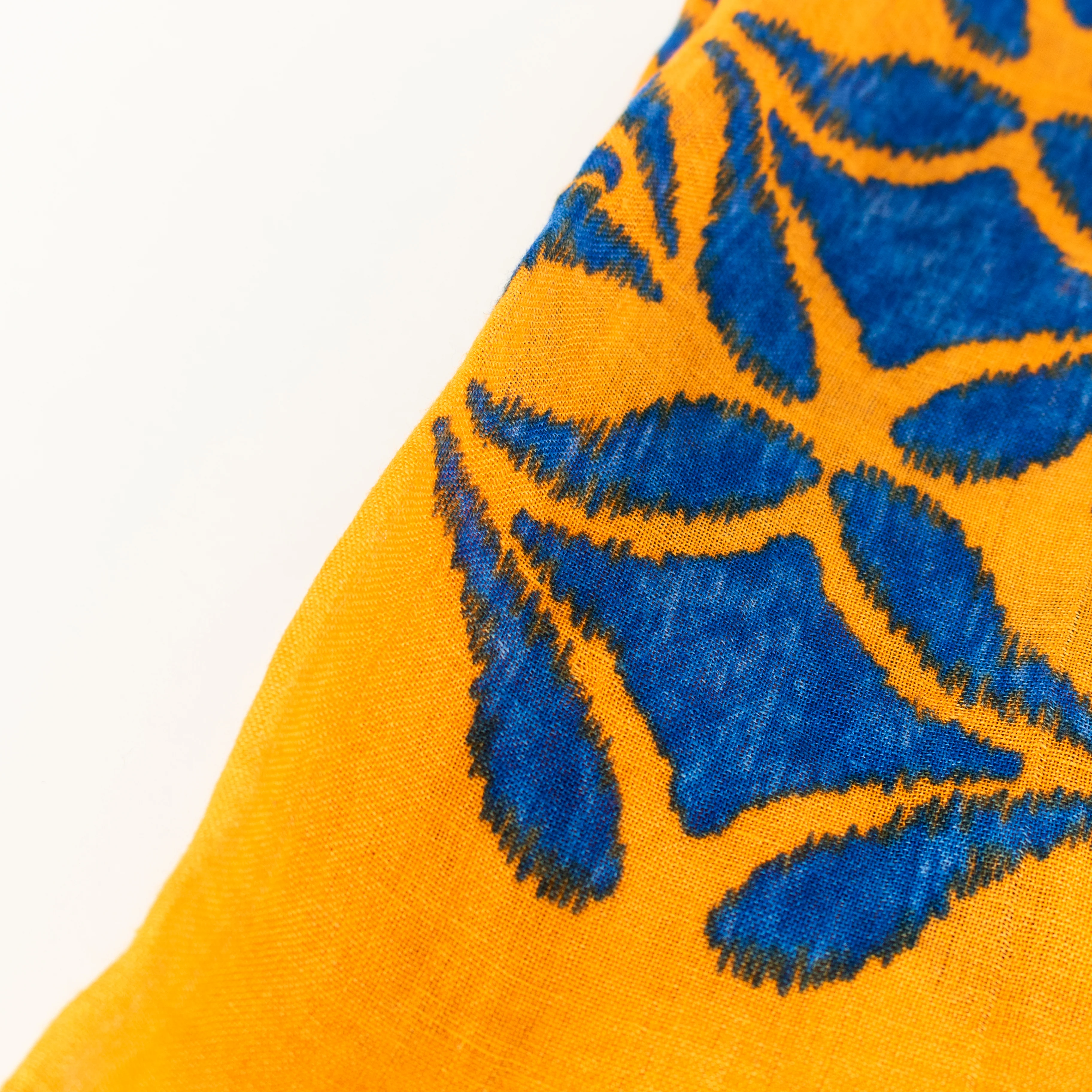 Diane Von Furstenberg Orange Blue Linen Blend Scarf - Image 10