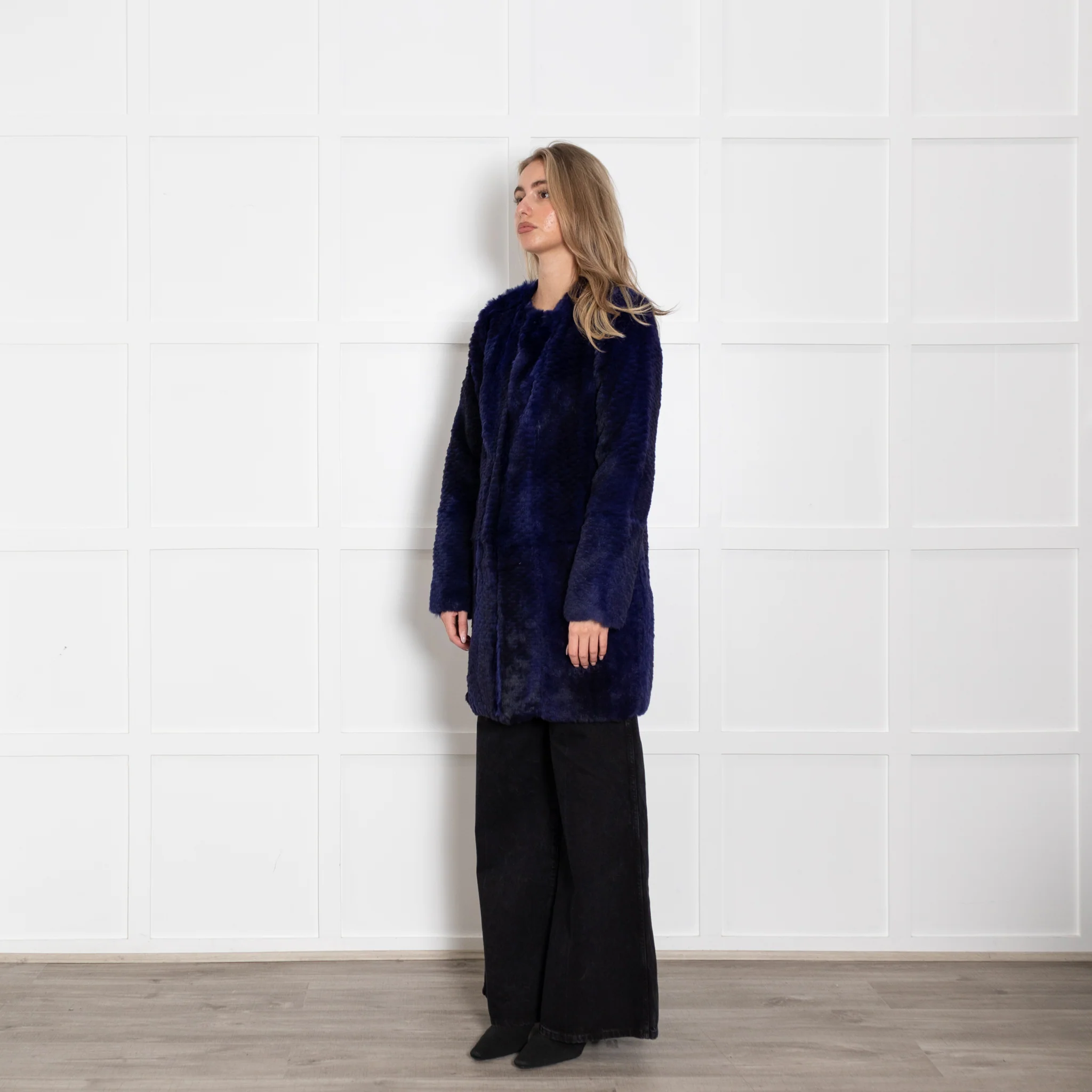 Diane Von Furstenberg Purple Rabbit Fur Coat - Image 3