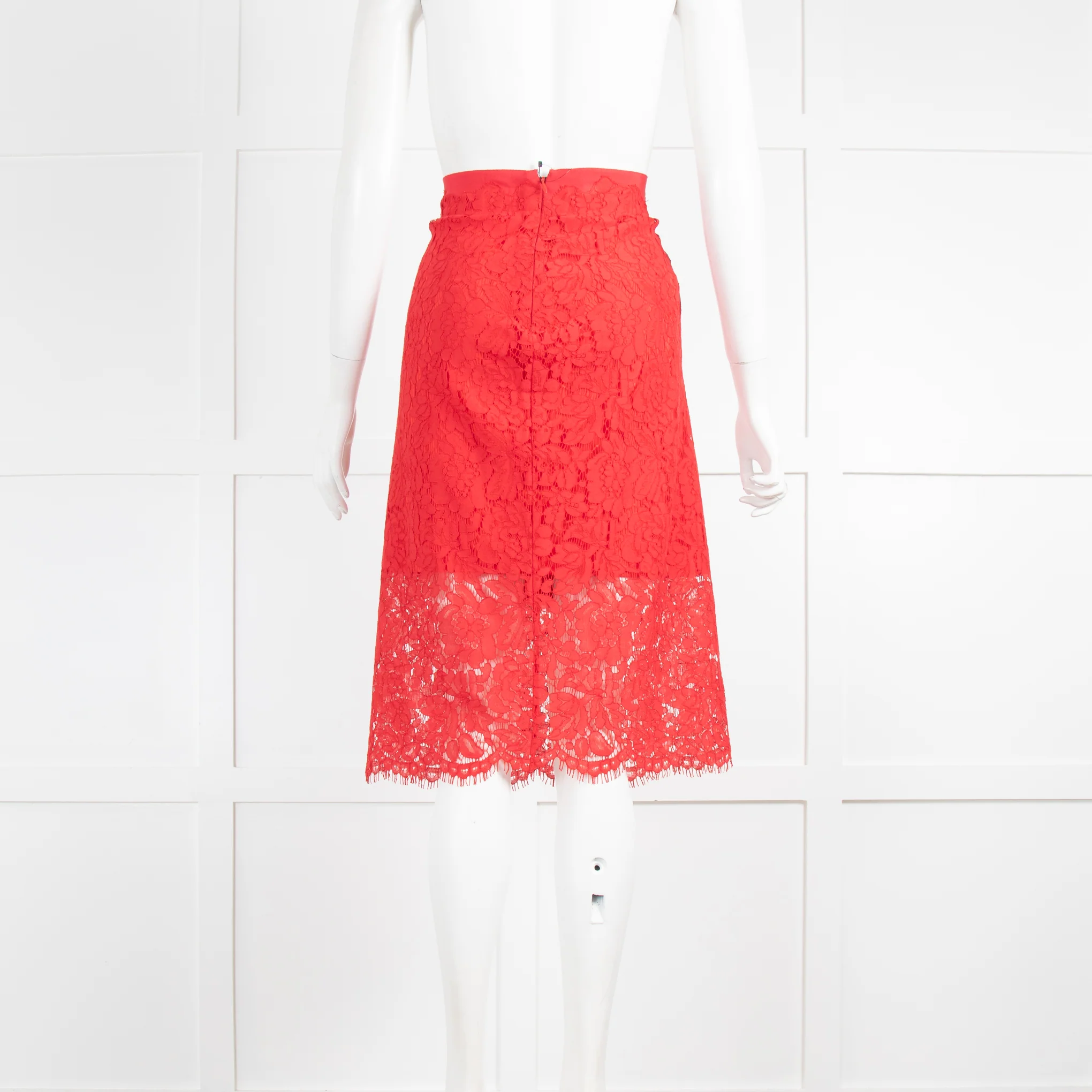Diane Von Furstenberg Red Lace Glimmer Pencil Skirt - Image 3