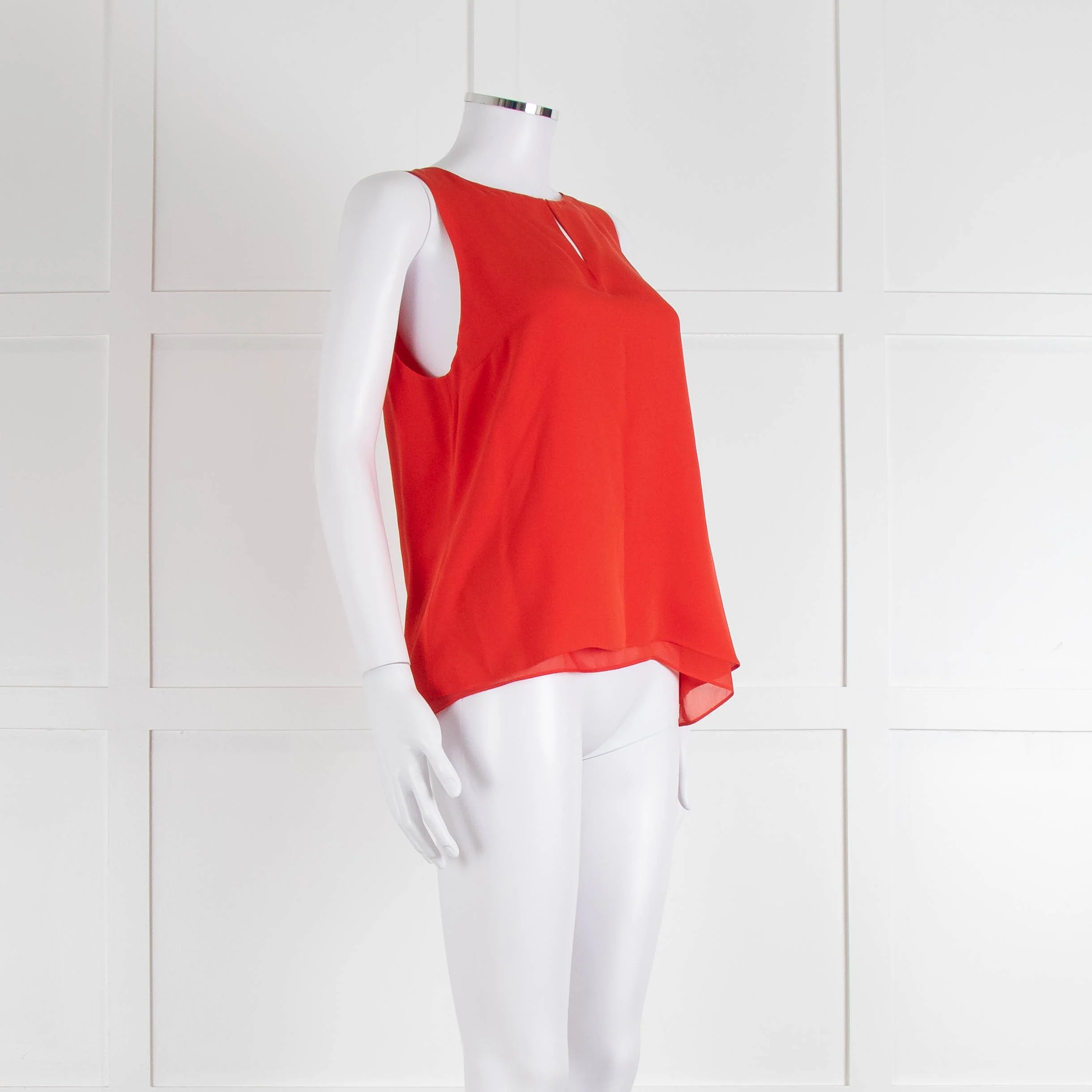 Diane Von Furstenberg Red Sleeveless Silk Double Layer Top - Image 2