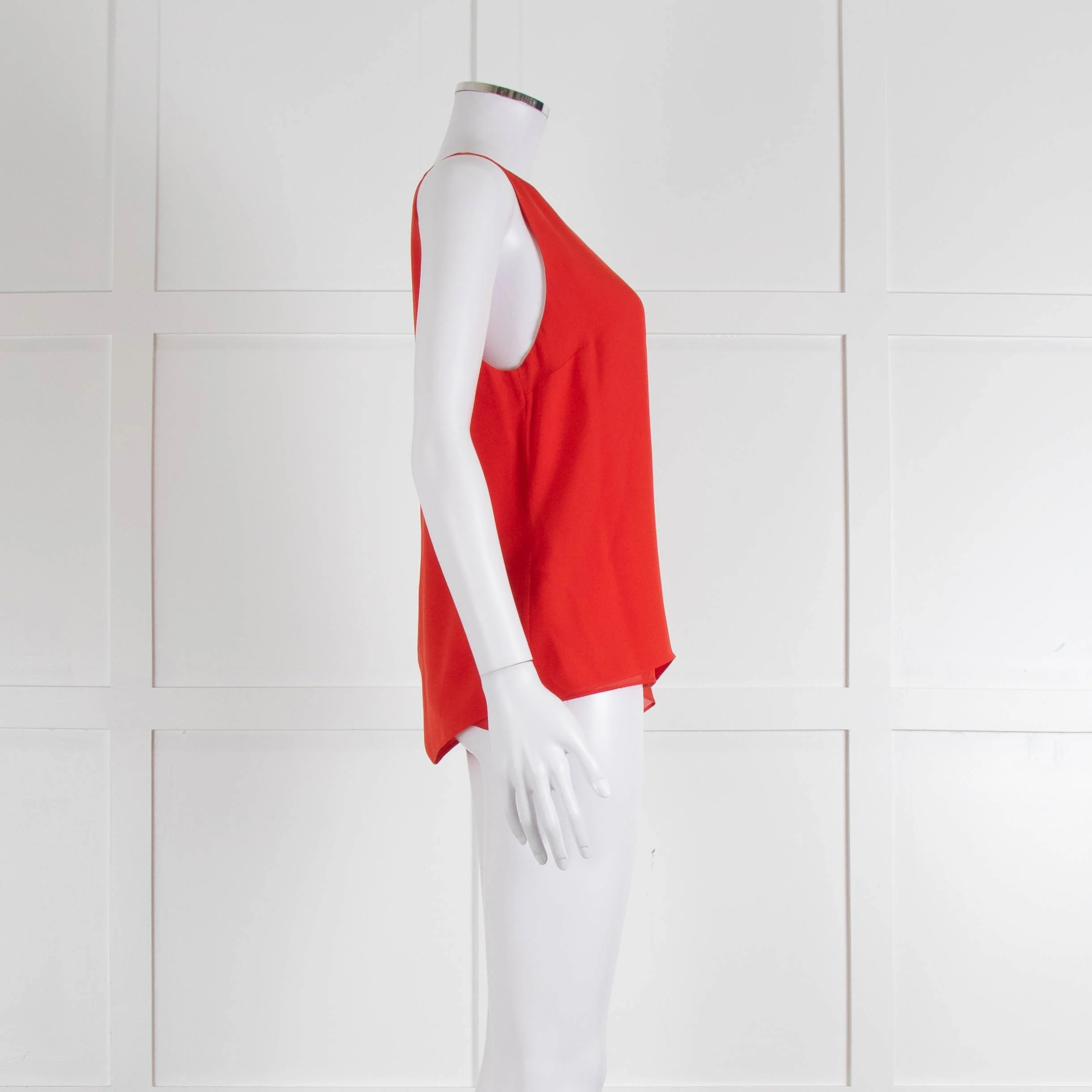Diane Von Furstenberg Red Sleeveless Silk Double Layer Top - Image 3