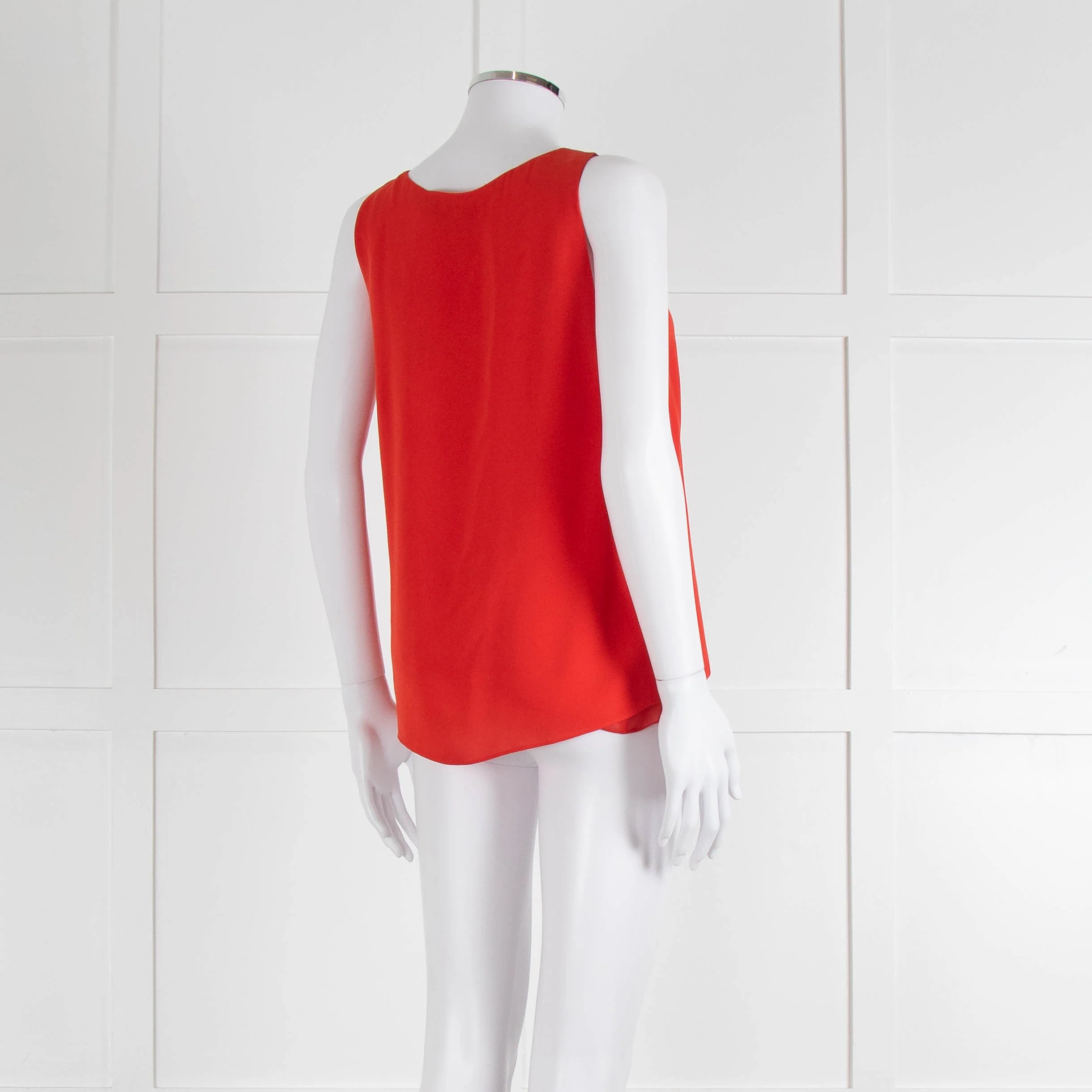 Diane Von Furstenberg Red Sleeveless Silk Double Layer Top - Image 4