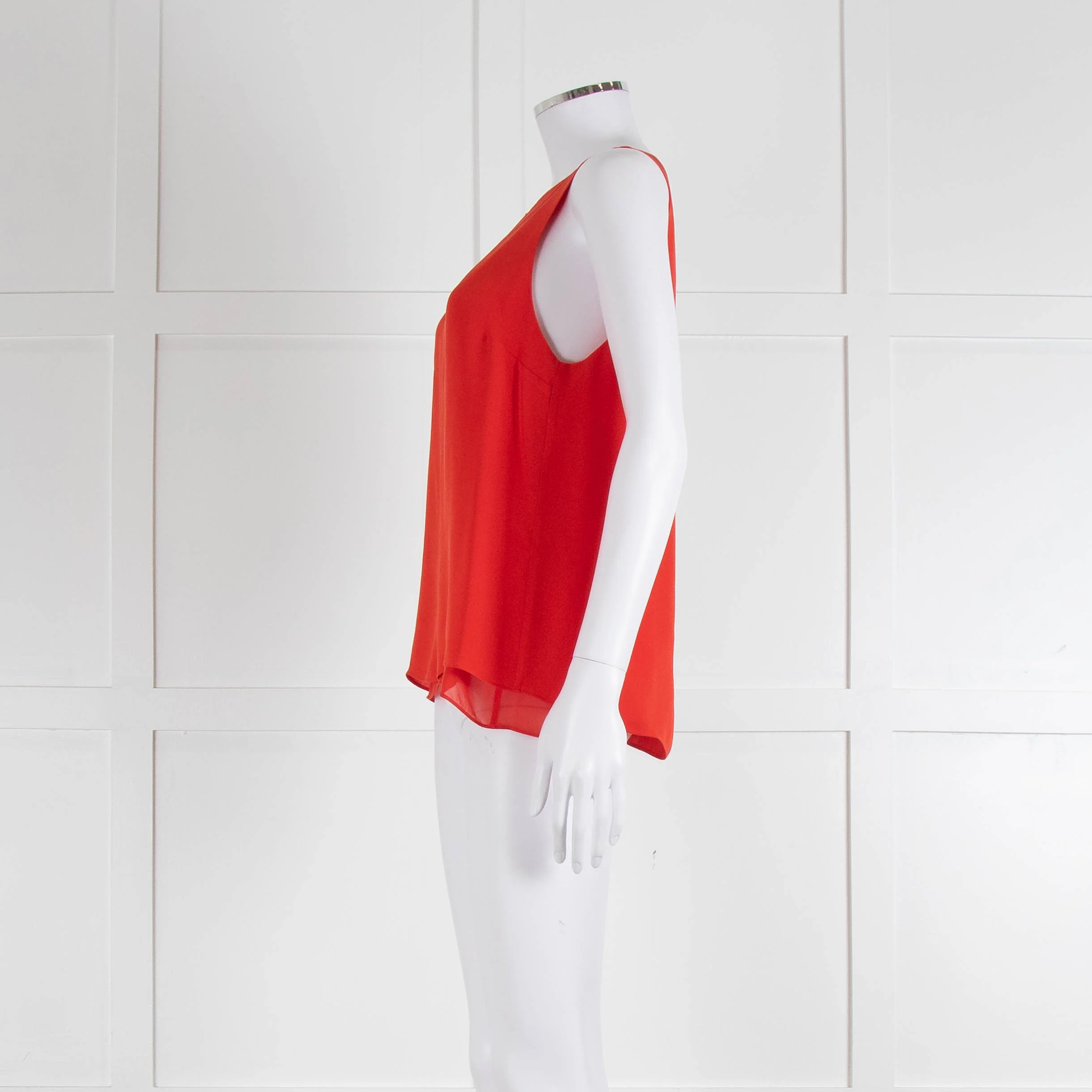 Diane Von Furstenberg Red Sleeveless Silk Double Layer Top - Image 7