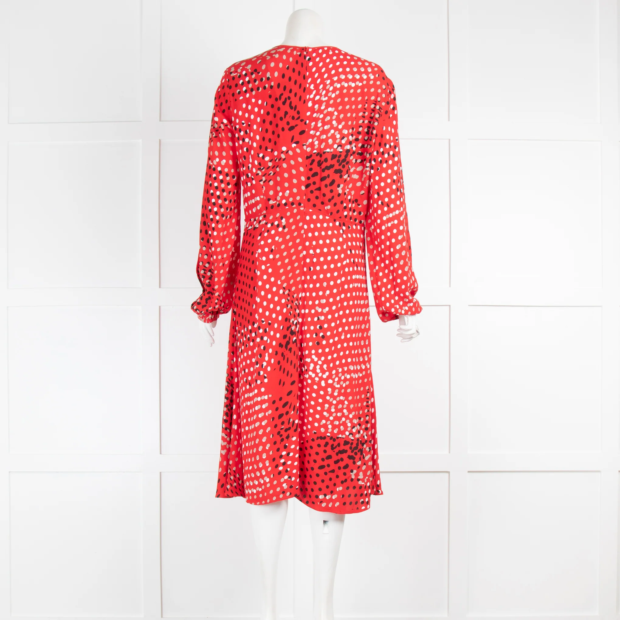 Diane Von Furstenberg Red Spotty Midi Dress - Image 3