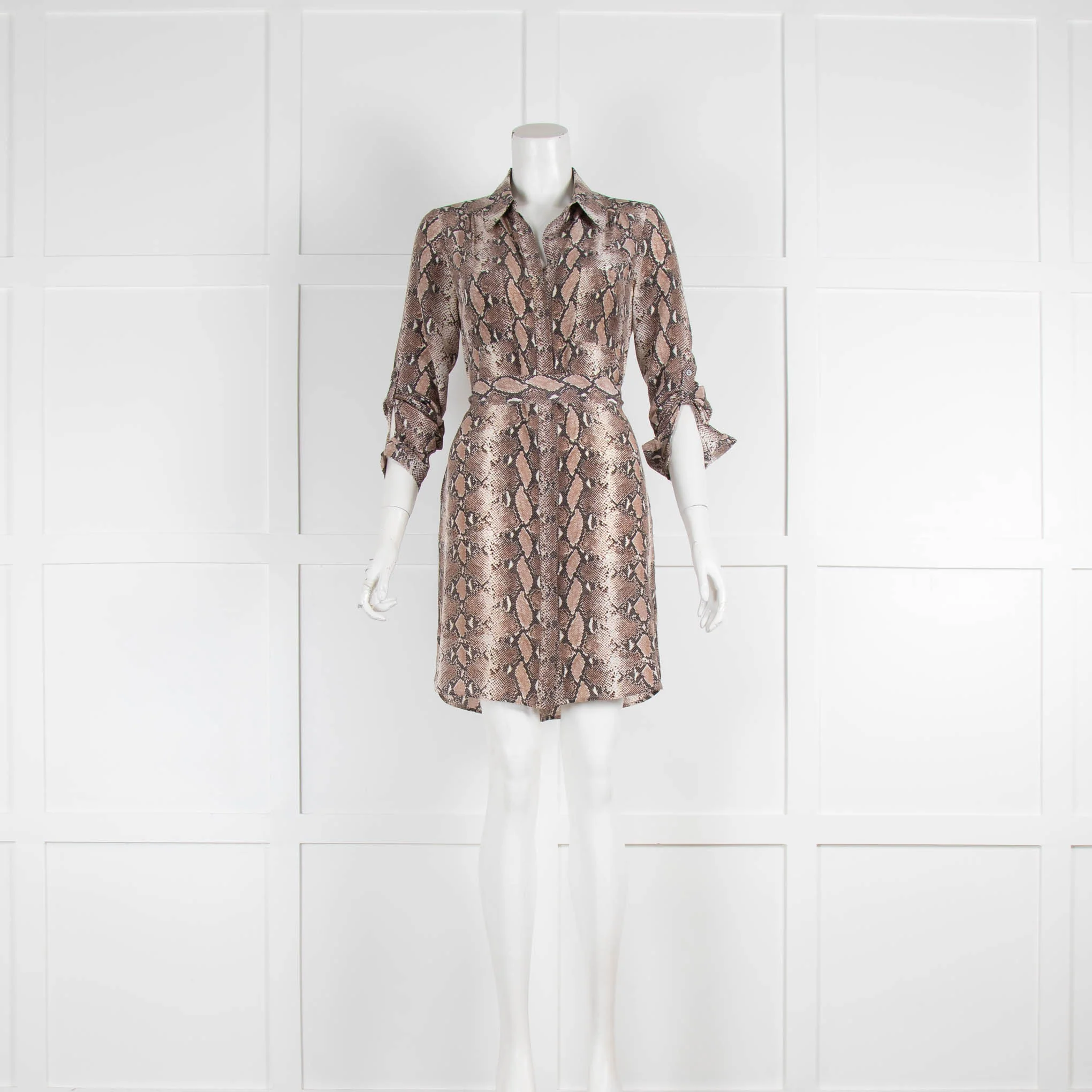 Diane von Furstenberg Snakeprint Silk Belted Shift Dress