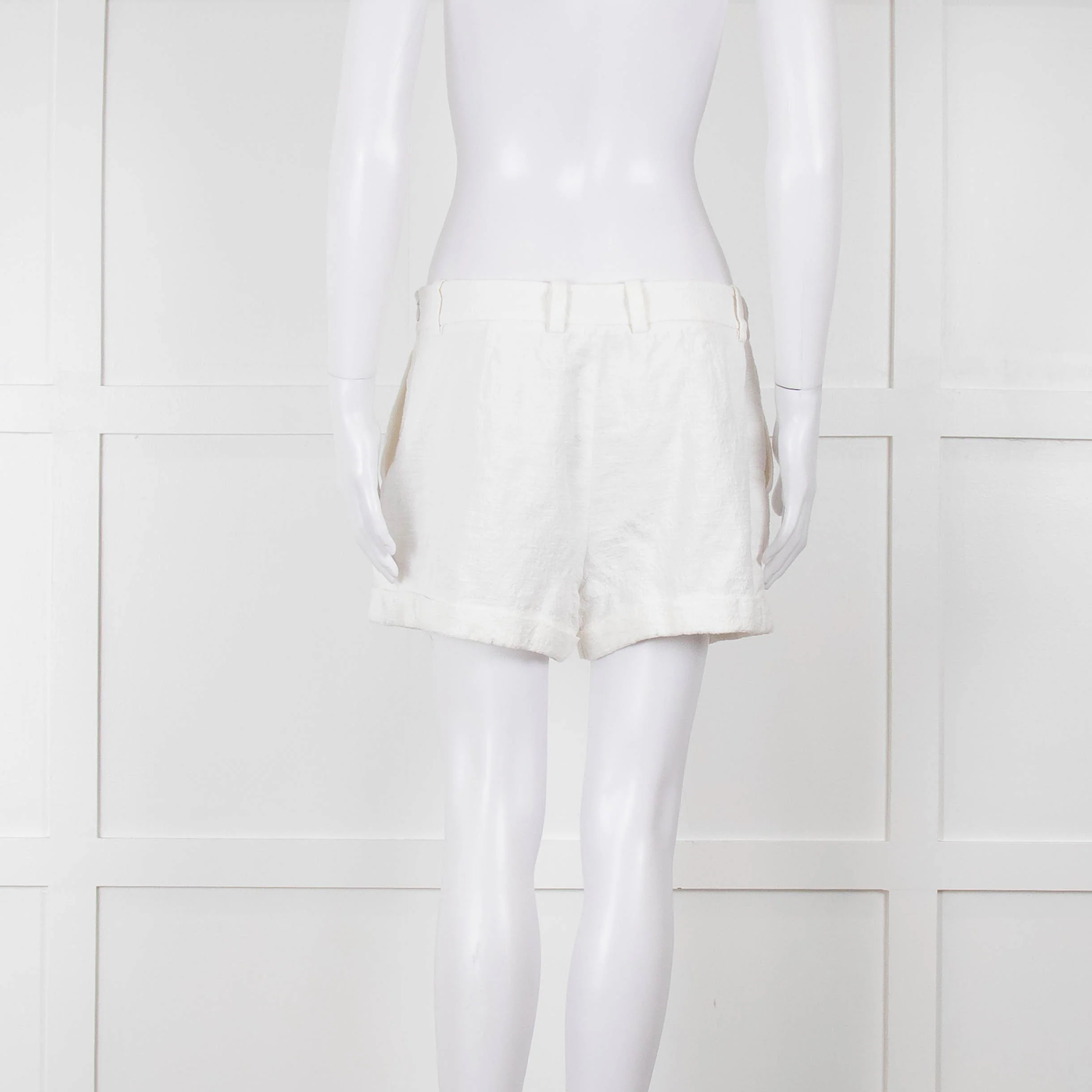 Diane Von Furstenberg Textured White Low Rise Shorts - Image 5