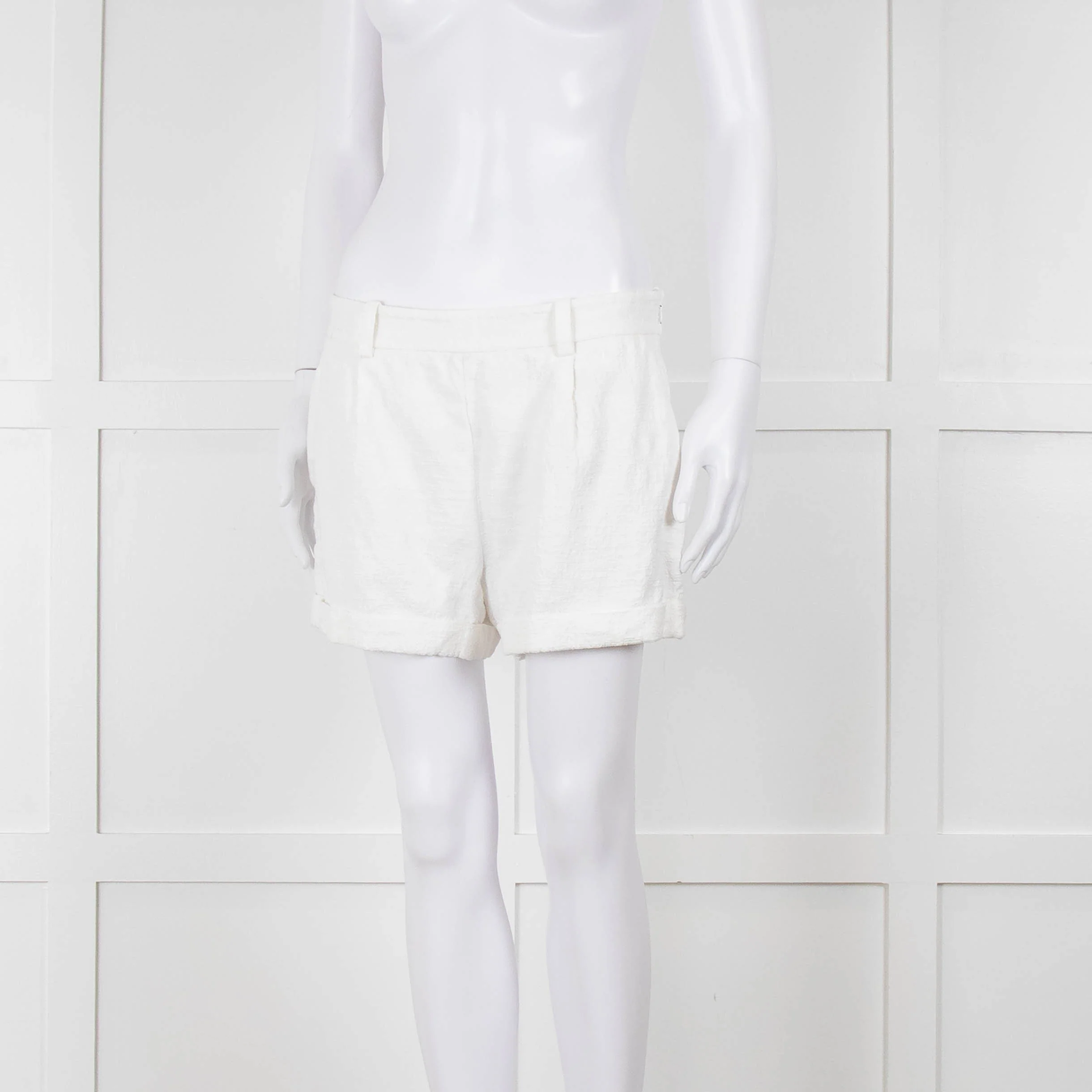 Diane Von Furstenberg Textured White Low Rise Shorts - Image 8