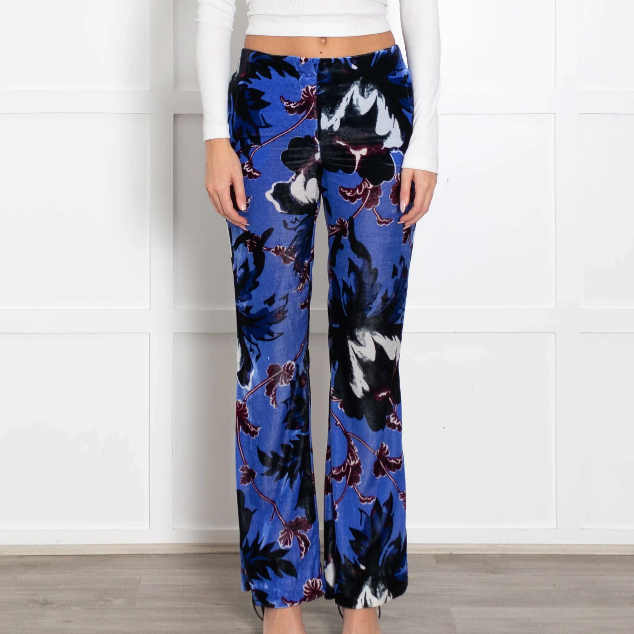 Diane von Furstenberg Velvet Blue, Burgduny, Black Trousers - Image 2