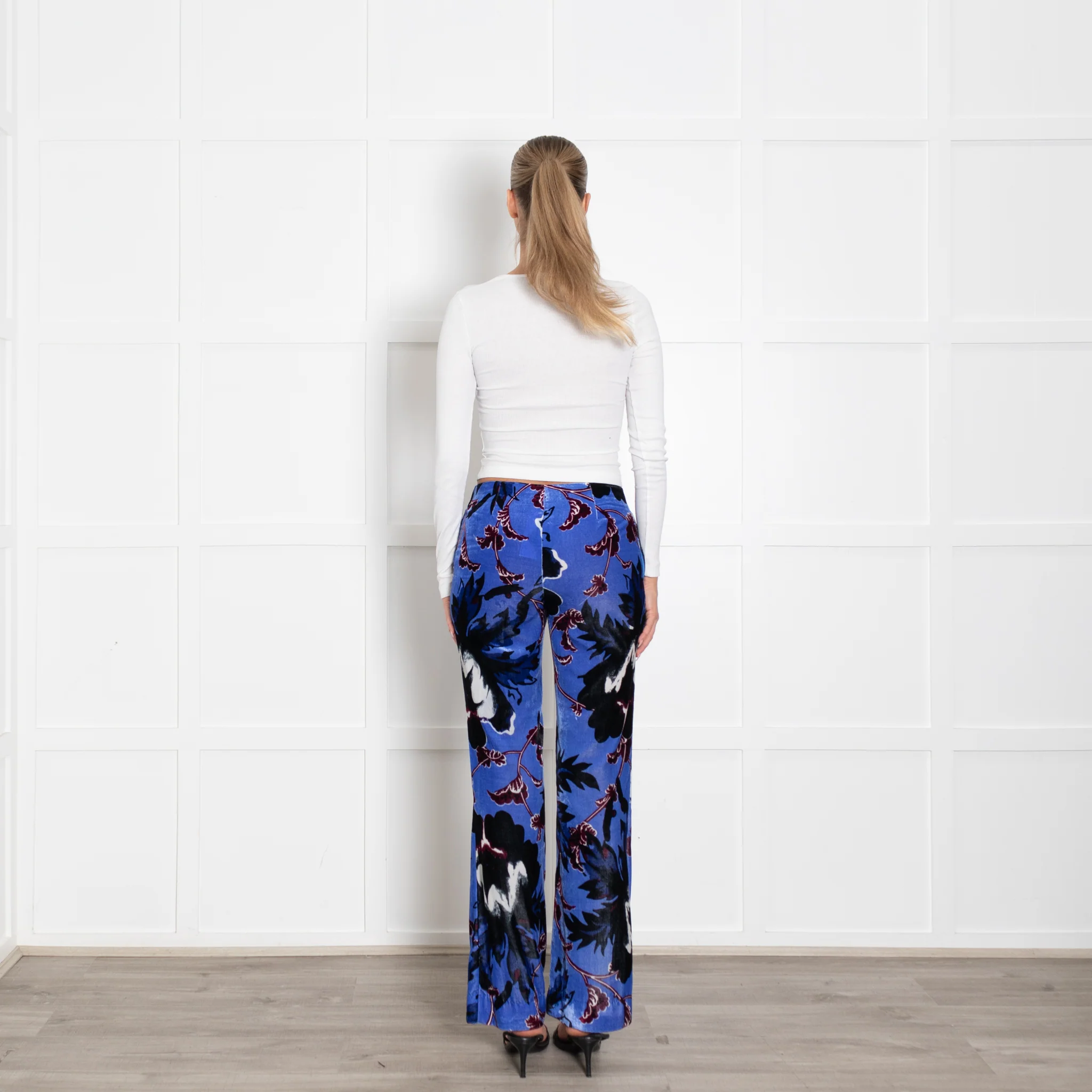 Diane von Furstenberg Velvet Blue, Burgduny, Black Trousers - Image 5