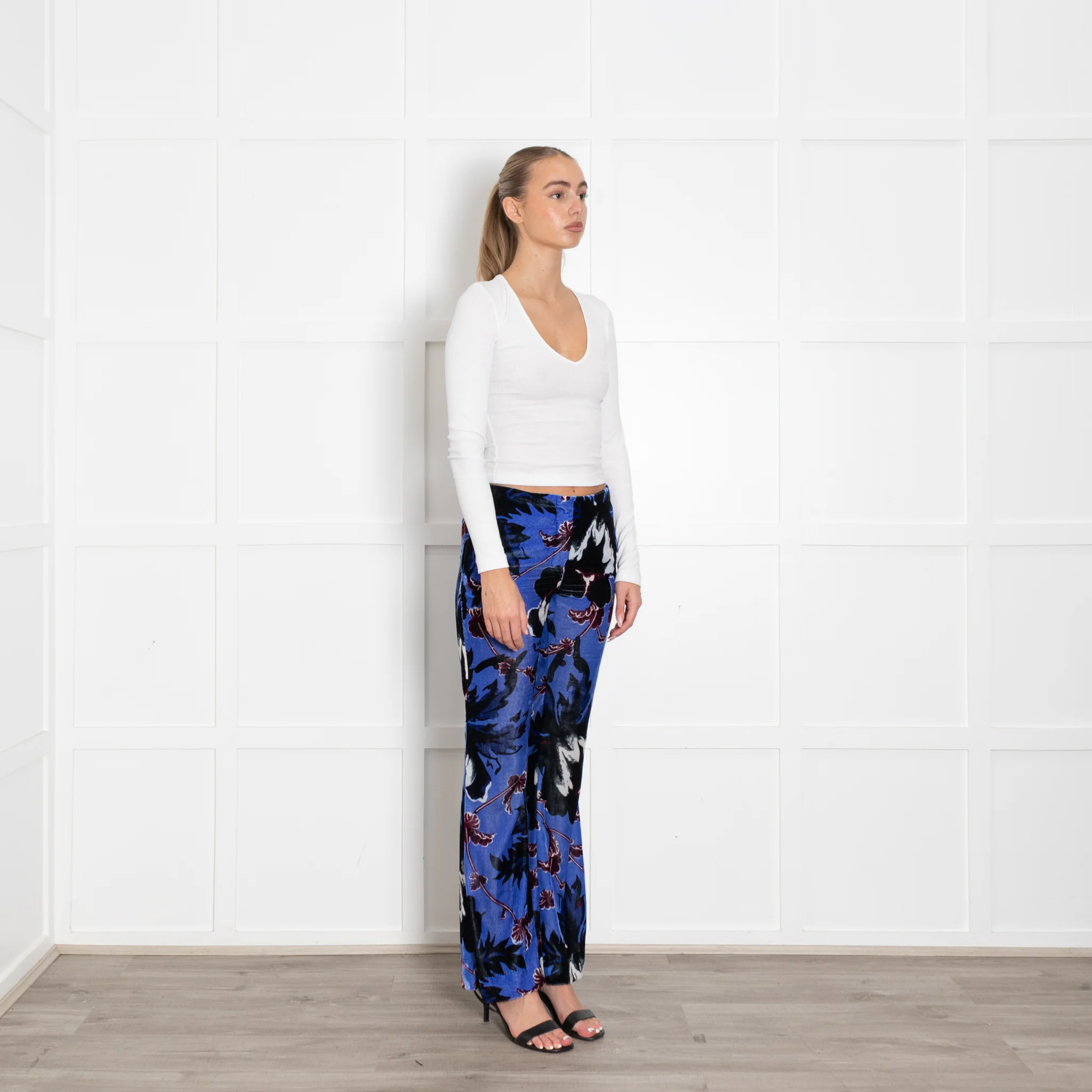 Diane von Furstenberg Velvet Blue, Burgduny, Black Trousers - Image 7