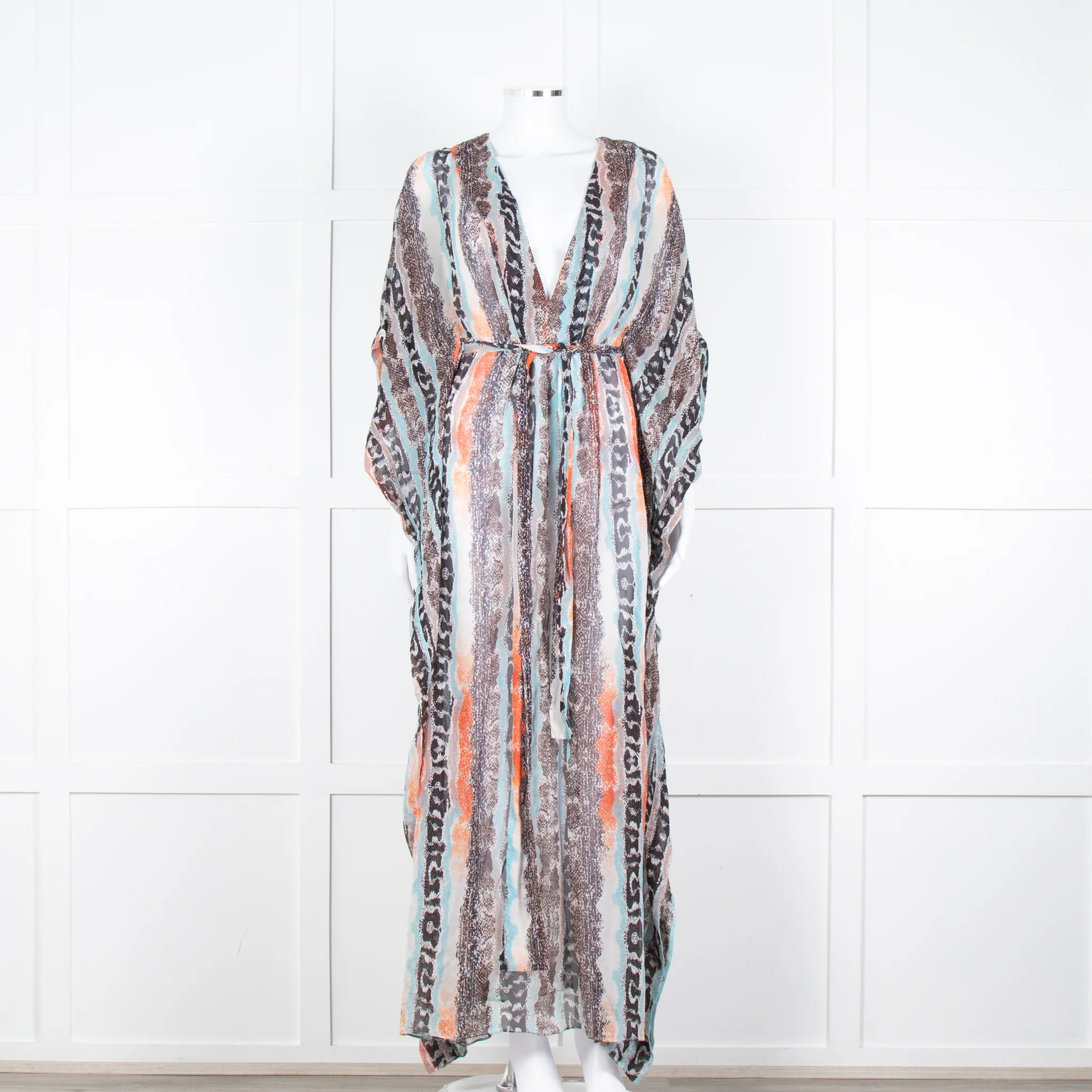 Diane Von Furstenberg White Brown Orange Snake Skin Maxi Cover Up