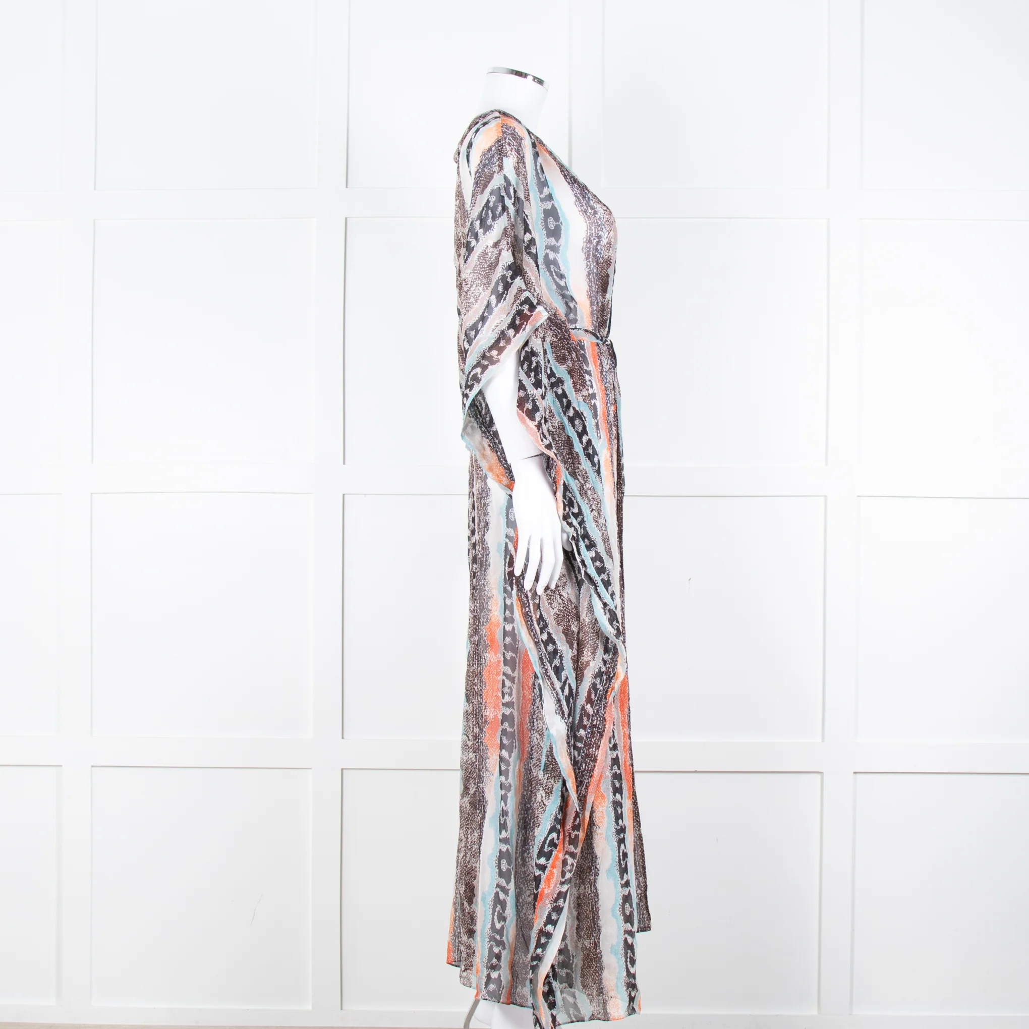 Diane Von Furstenberg White Brown Orange Snake Skin Maxi Cover Up - Image 3