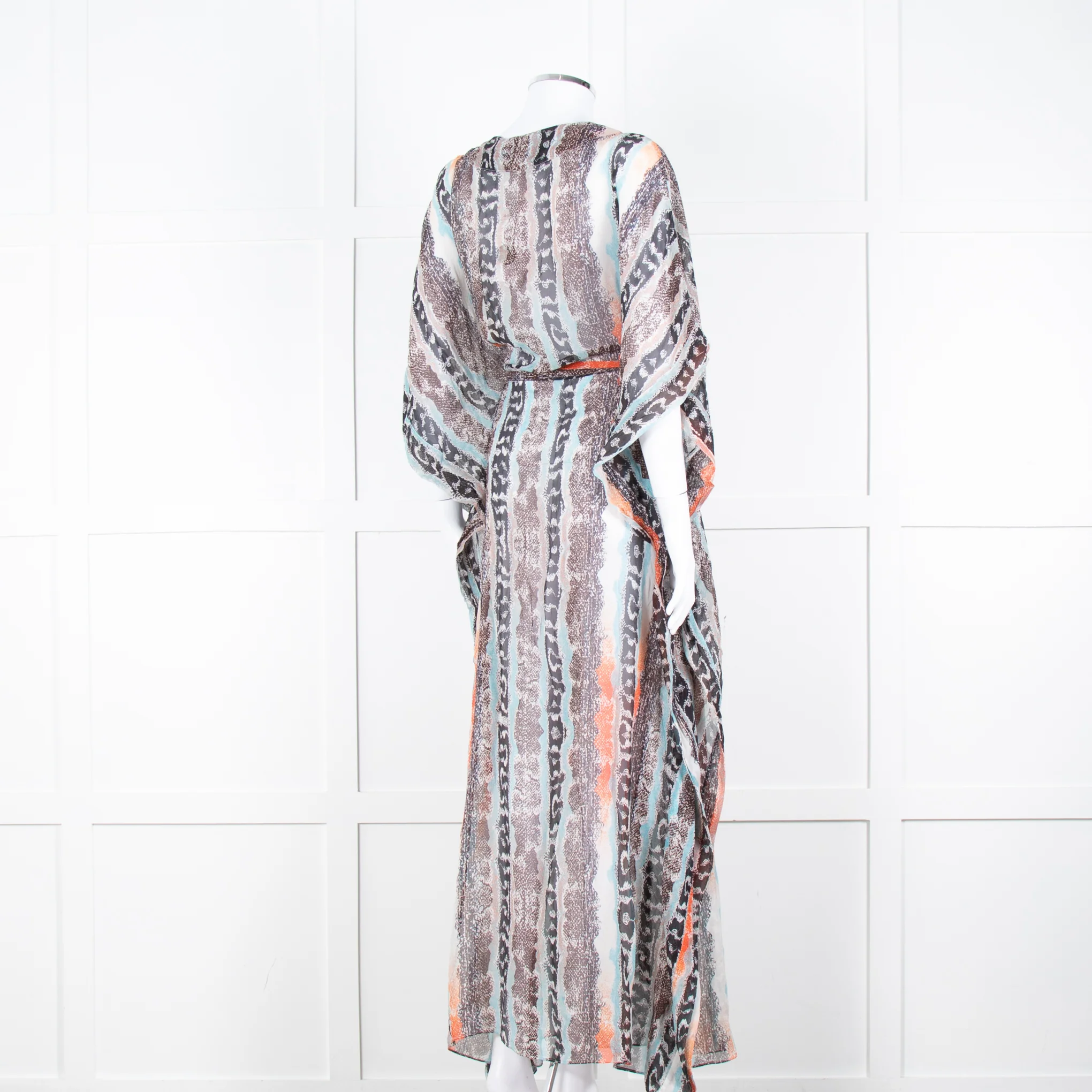 Diane Von Furstenberg White Brown Orange Snake Skin Maxi Cover Up - Image 4