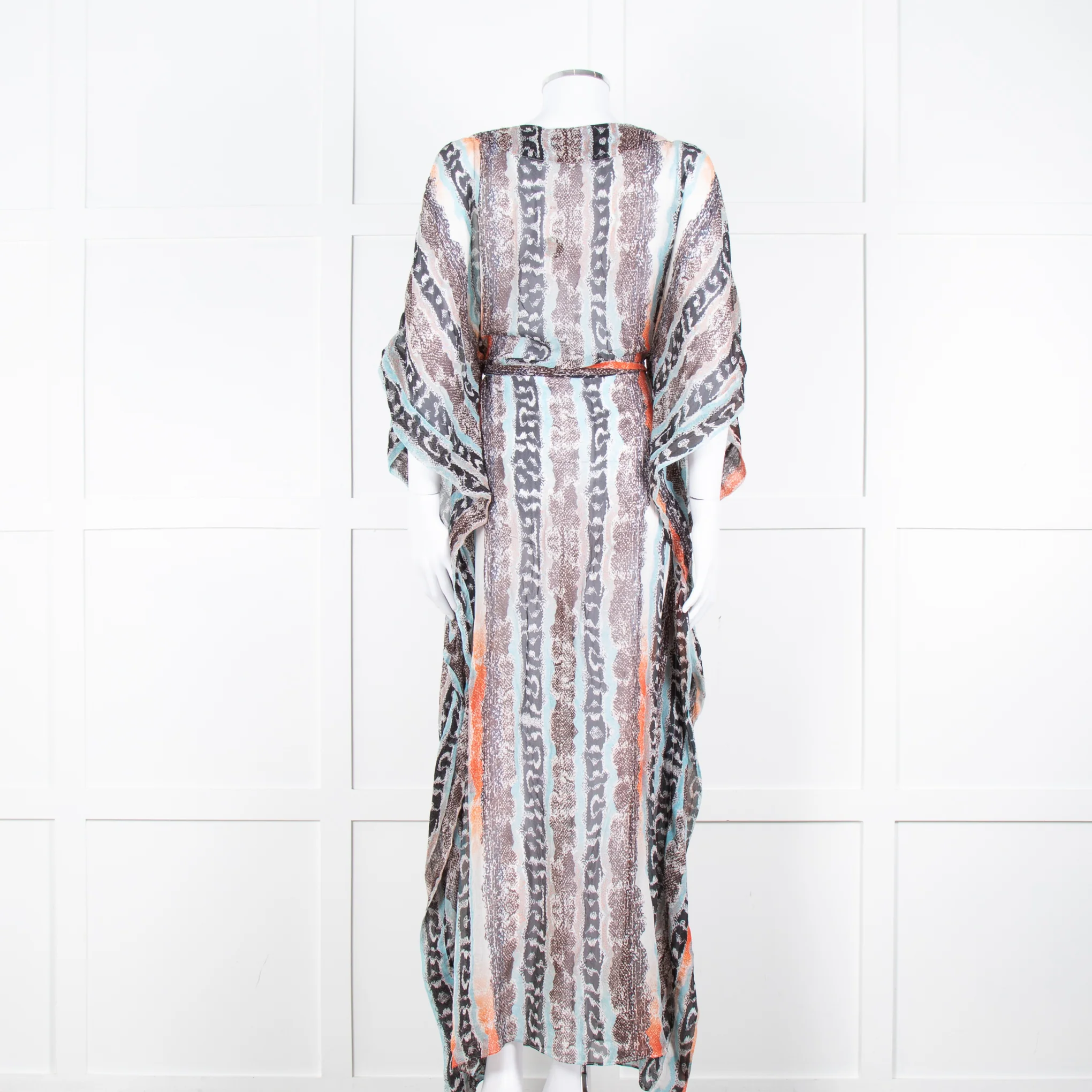 Diane Von Furstenberg White Brown Orange Snake Skin Maxi Cover Up - Image 5