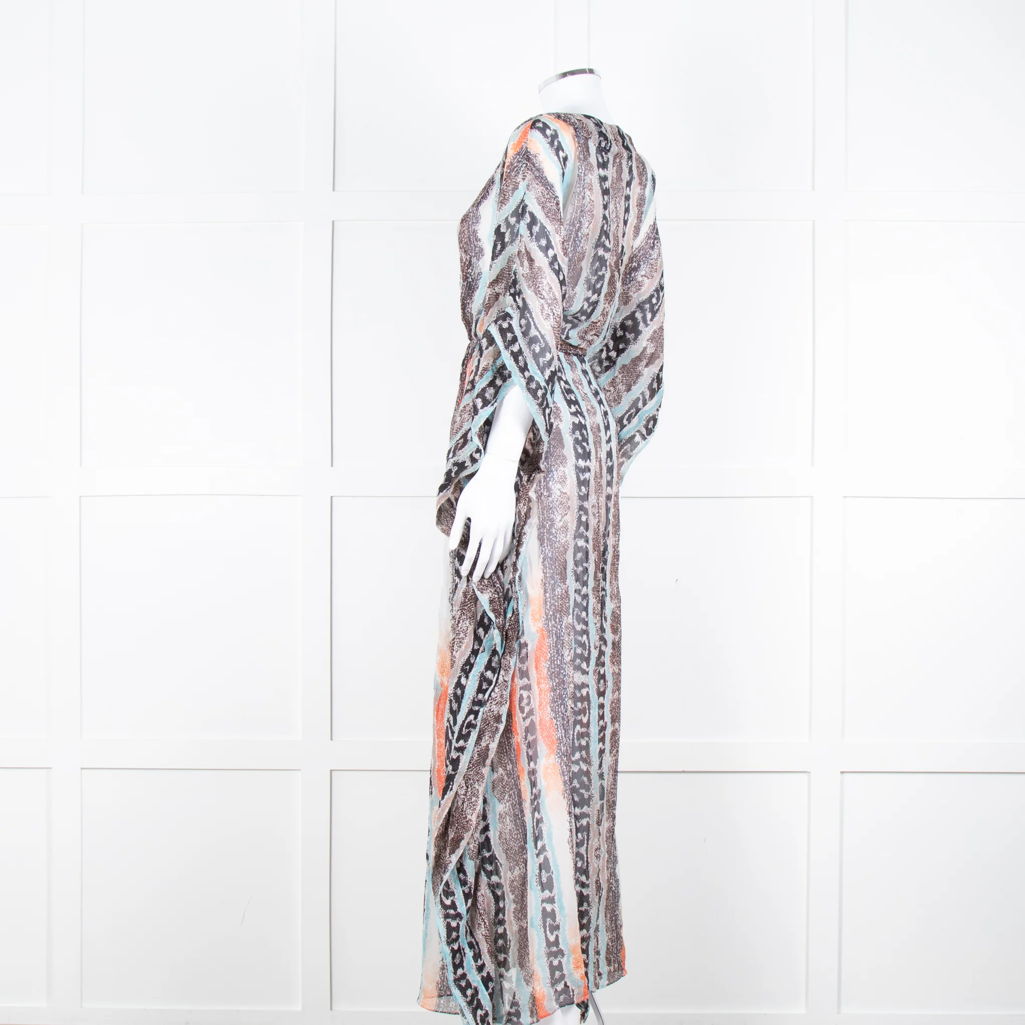 Diane Von Furstenberg White Brown Orange Snake Skin Maxi Cover Up - Image 6