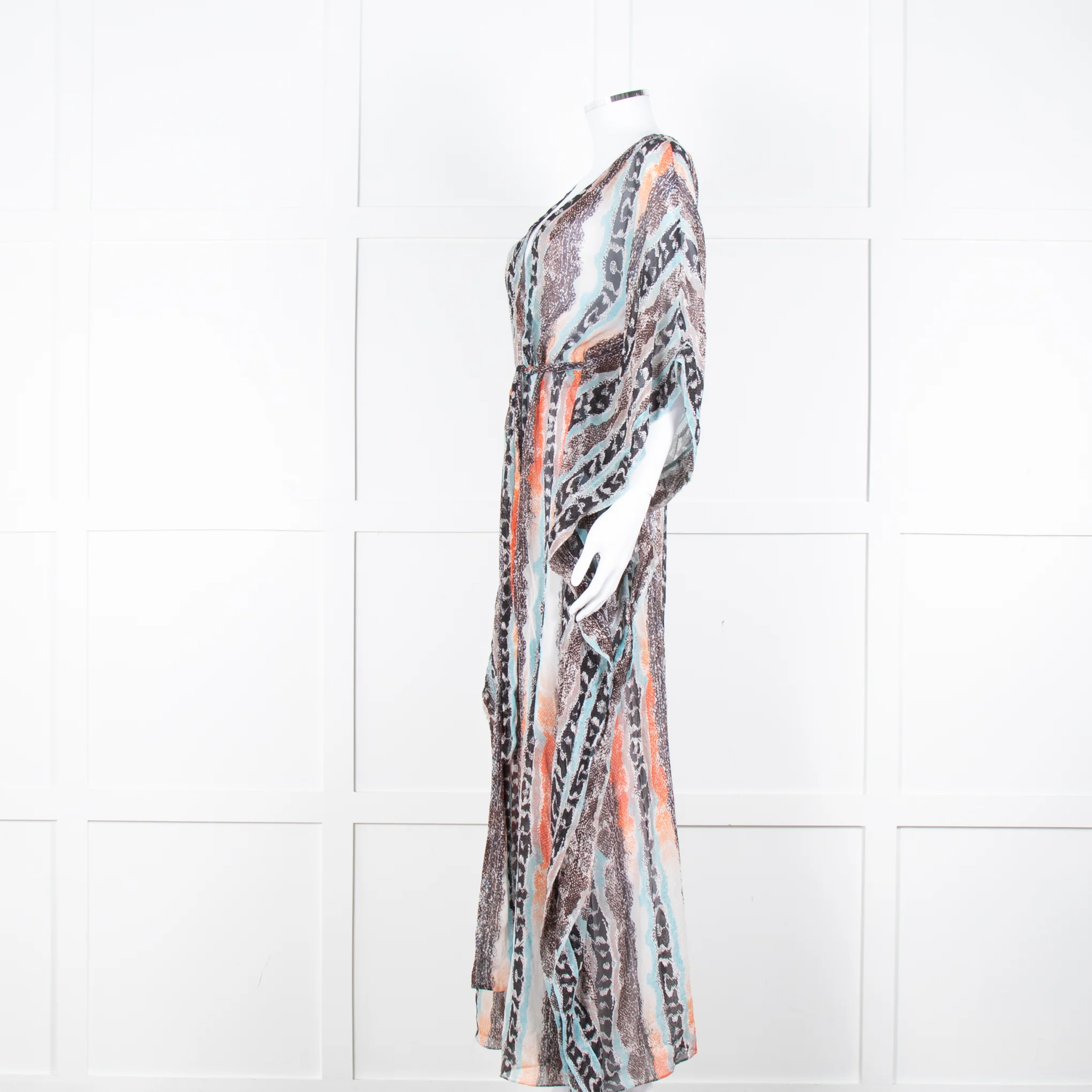 Diane Von Furstenberg White Brown Orange Snake Skin Maxi Cover Up - Image 7