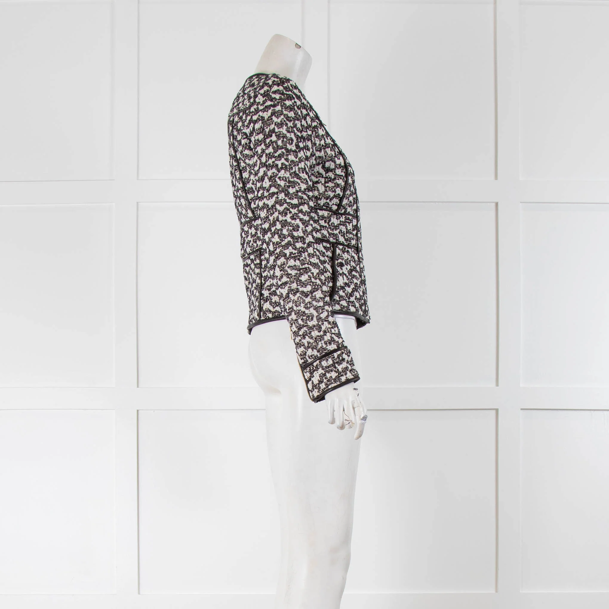Diane Von Furstenberg Black White Boucle Jacket - Image 2