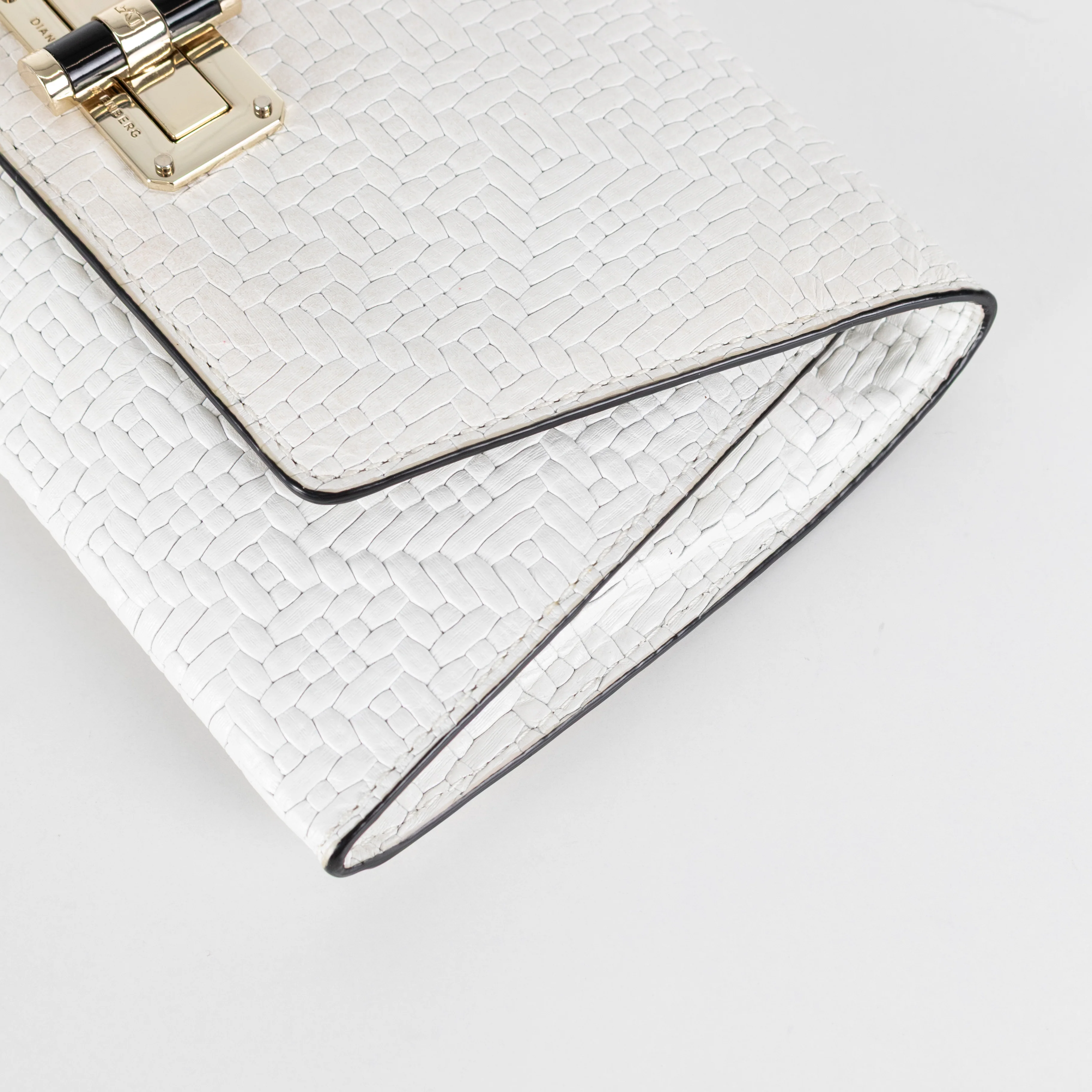 Diane Von Furstenburg Cream Geometric Weave Clutch - Image 11