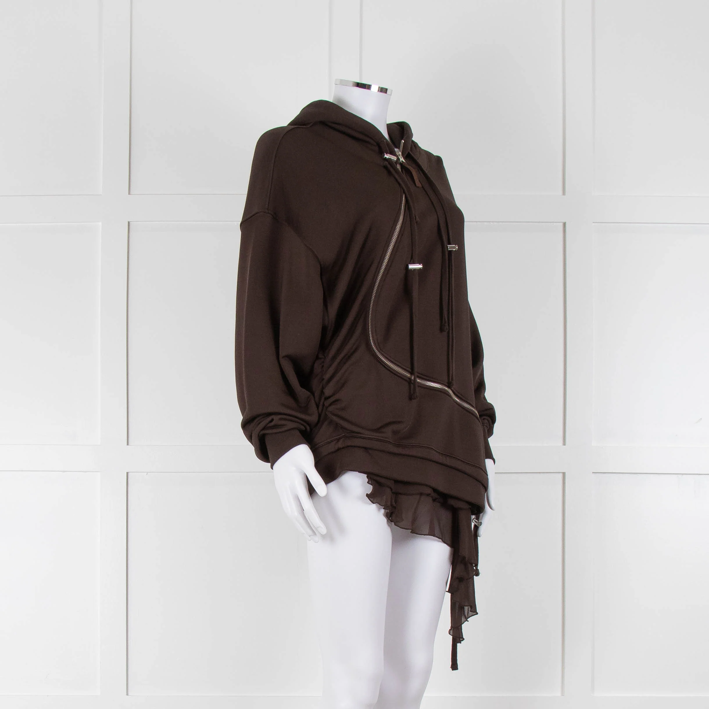 Diesel Brown Zip Up Bana Hoodie With Hem Detail - Image 2