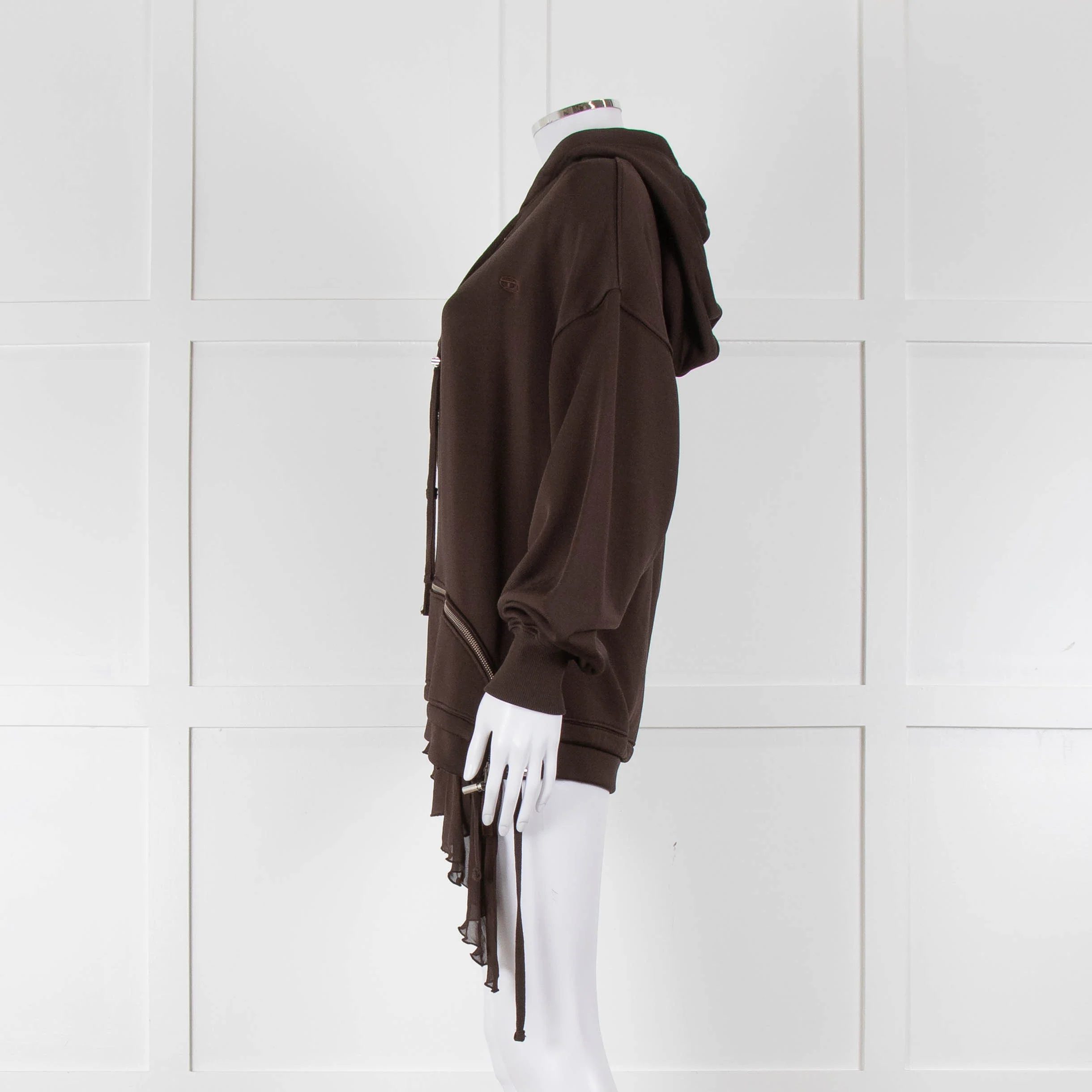 Diesel Brown Zip Up Bana Hoodie With Hem Detail - Image 6
