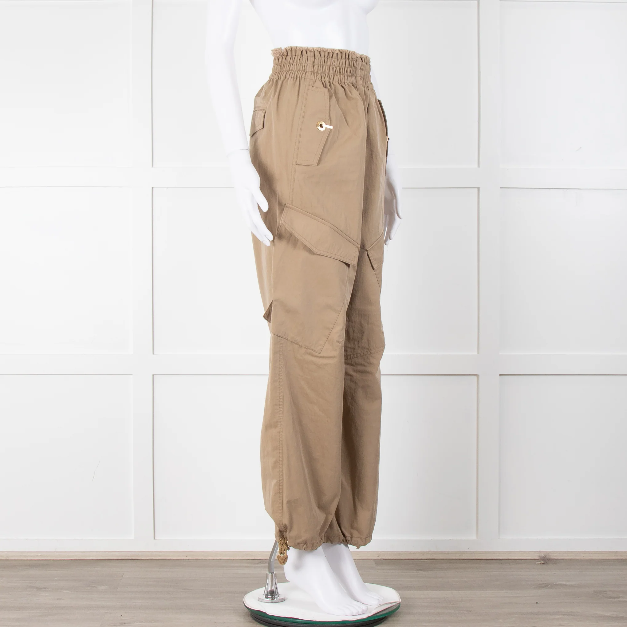 Dion Lee Beige Frayed Waistband Cargo Trousers - Image 2