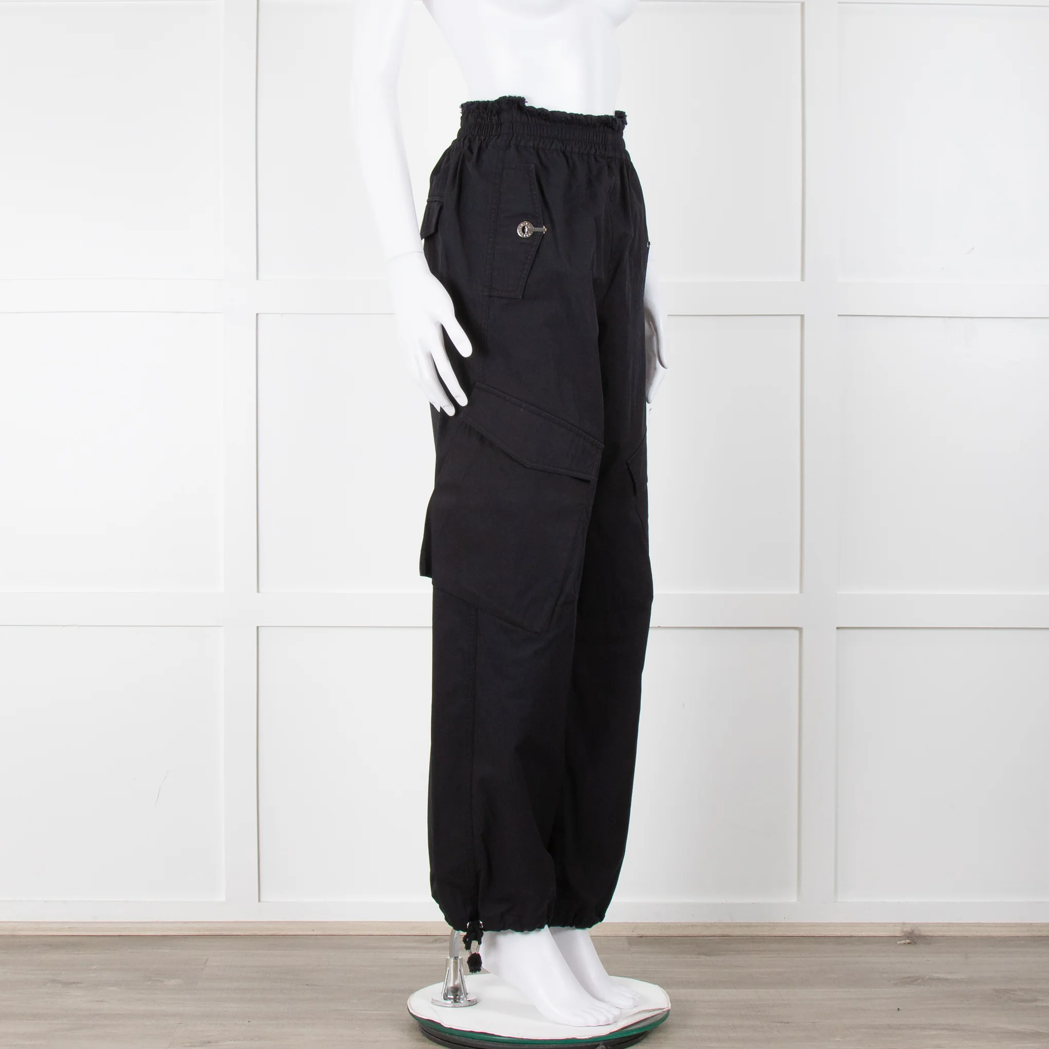 Dion Lee Black Frayed Waistband Cargo Trousers - Image 2