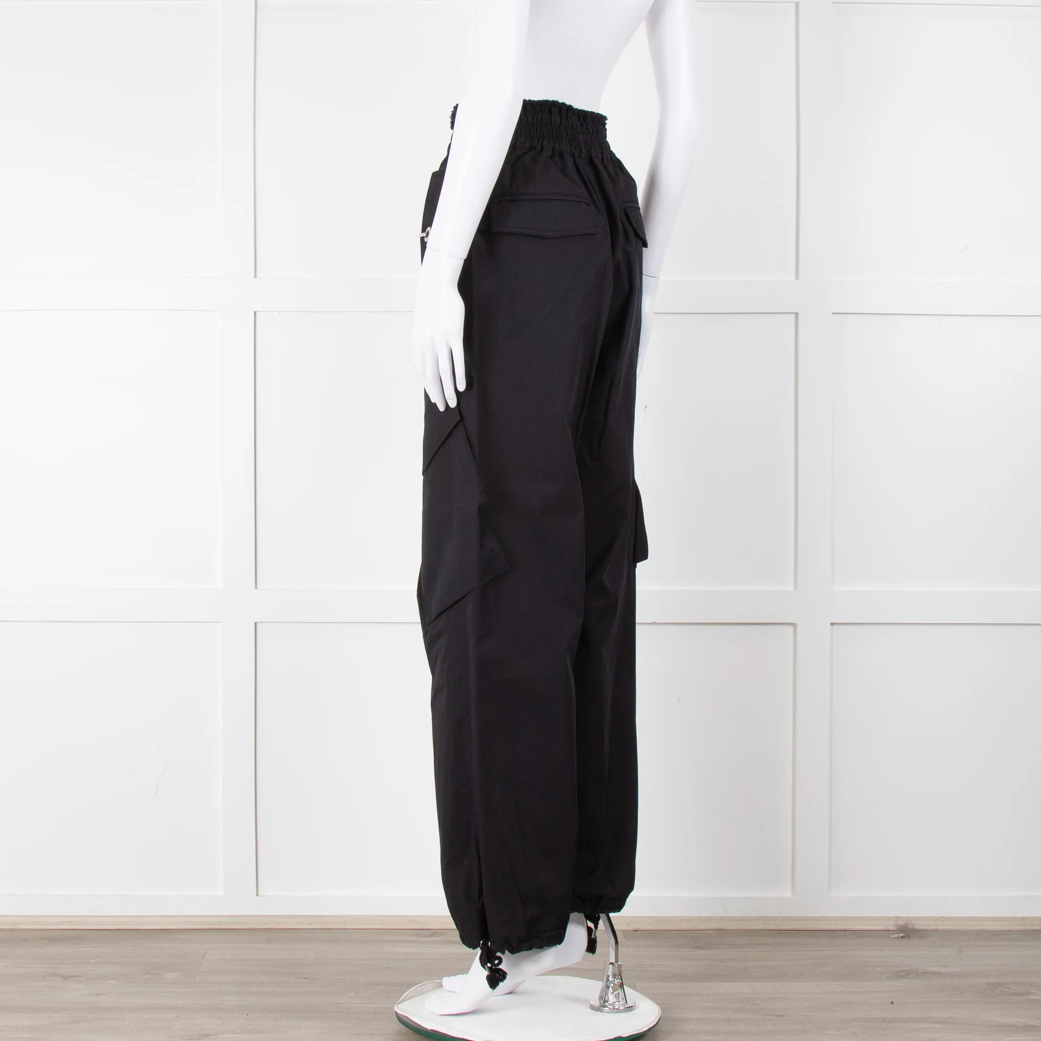 Dion Lee Black Frayed Waistband Cargo Trousers - Image 6