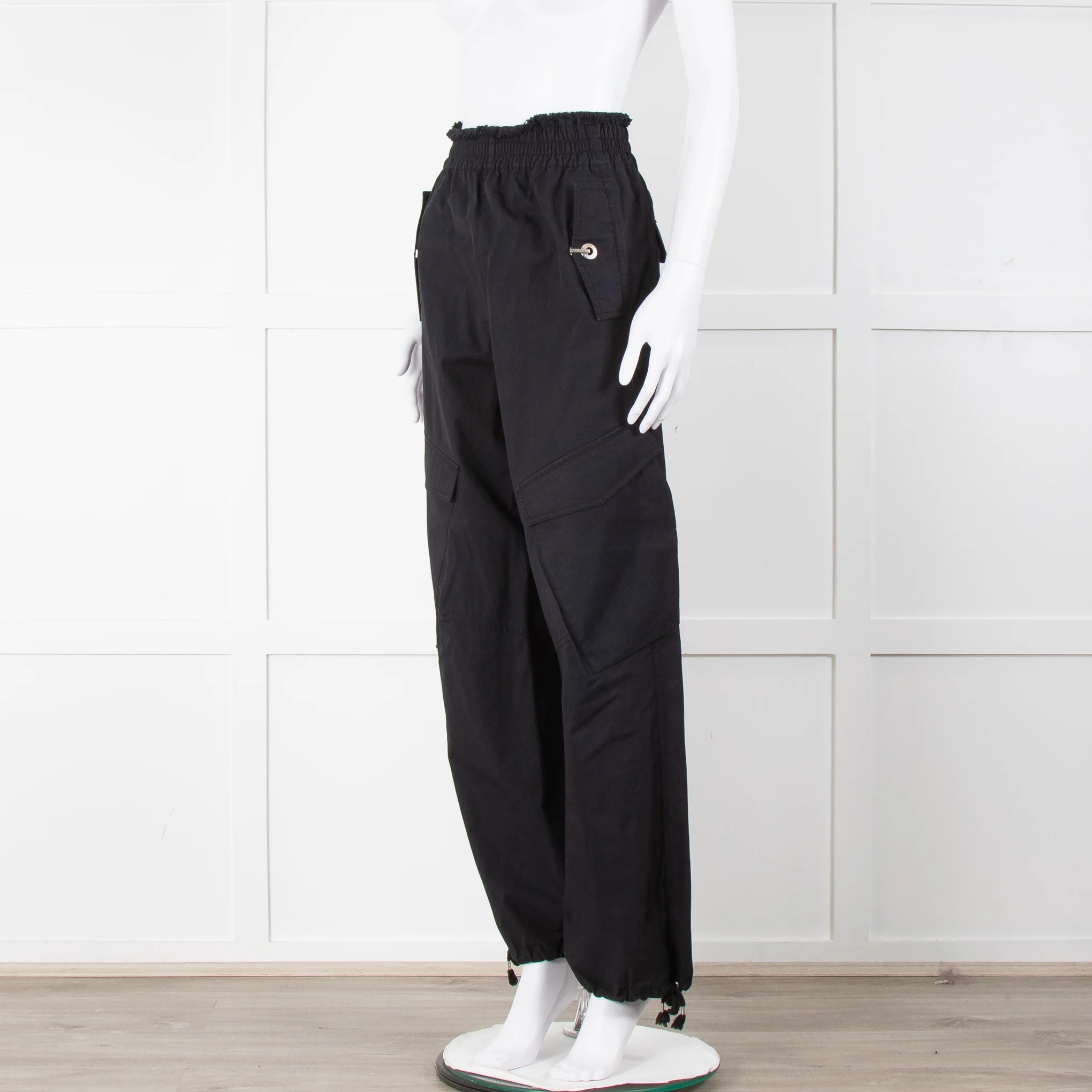 Dion Lee Black Frayed Waistband Cargo Trousers - Image 8