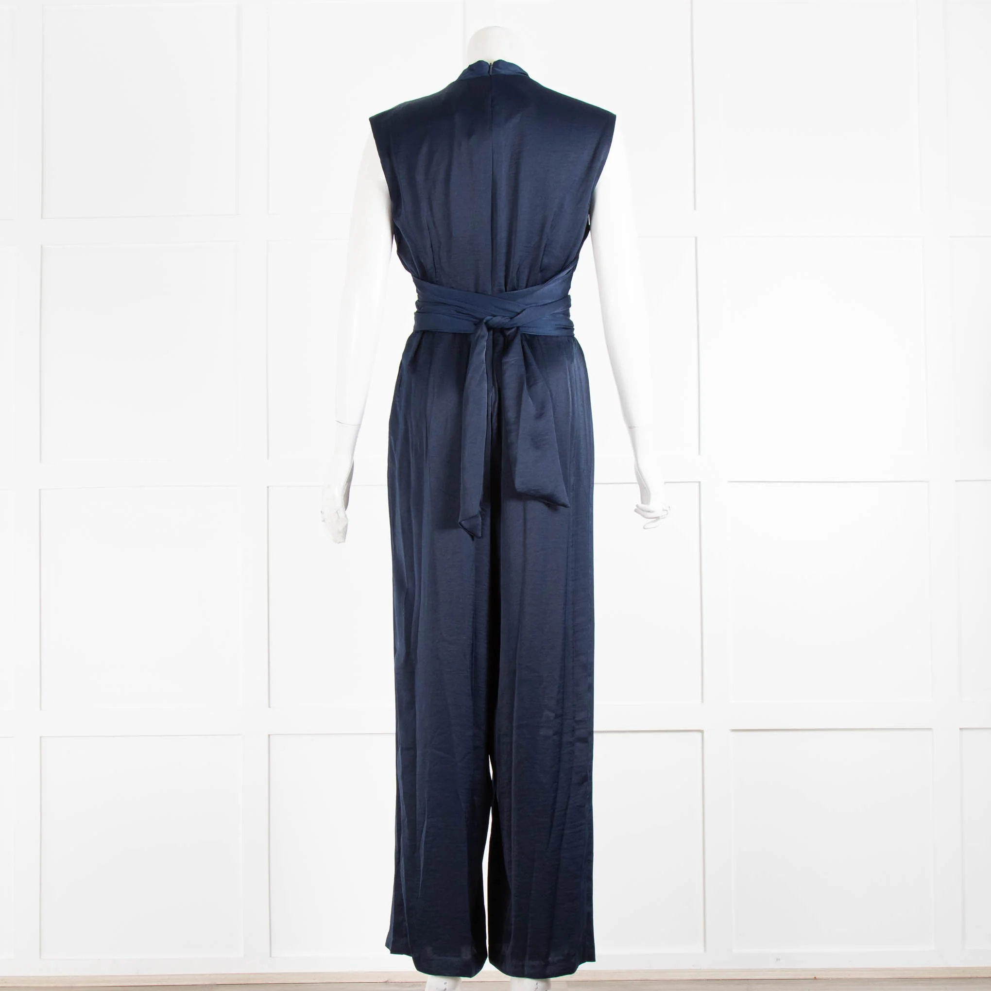 DKNY Navy Draped Jumpsuit - Image 3