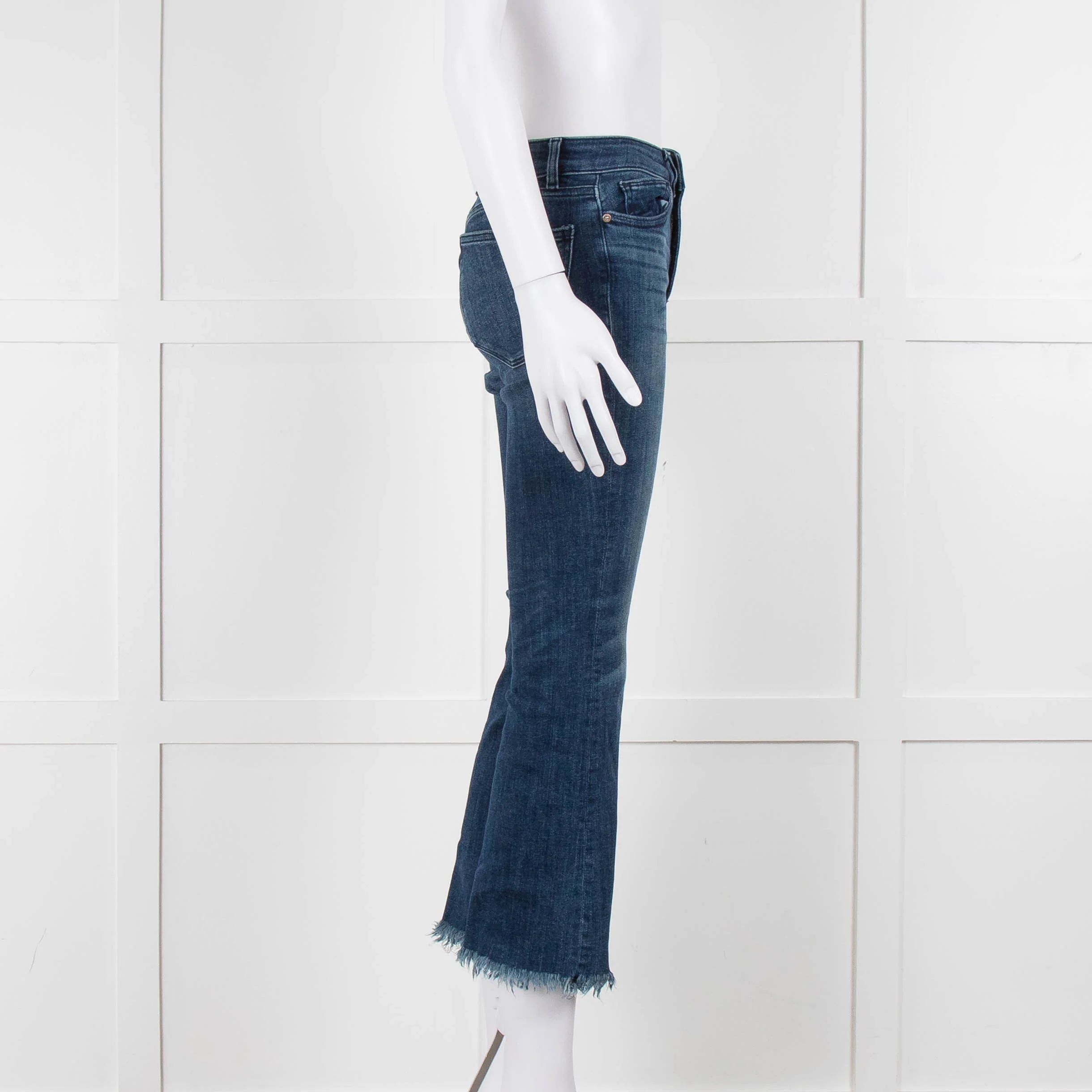 DL 1961 Blue Stretch Frayed Hem Jeans - Image 3